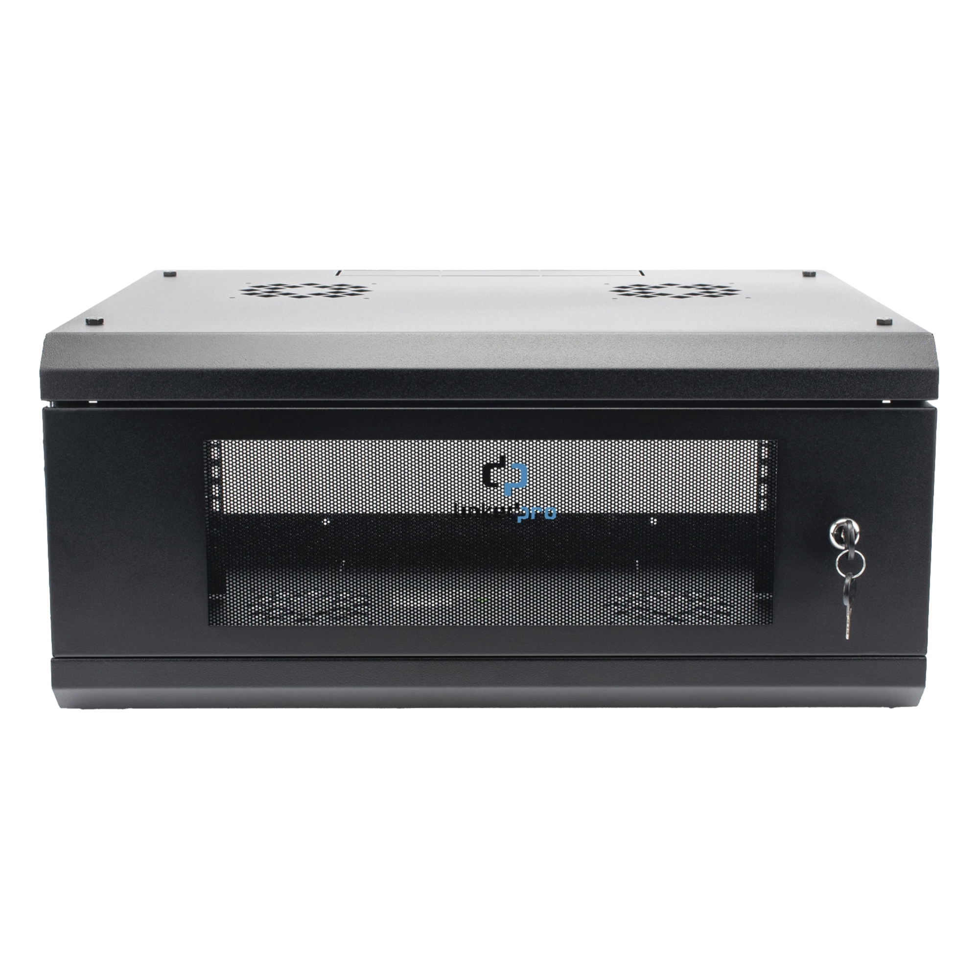 Gabinete de Pared 4U / 19" / Profundidad 455 mm / Cristal Templado / 80 kg / Interior — LINKEDPRO · SKU SR1904LH3GA