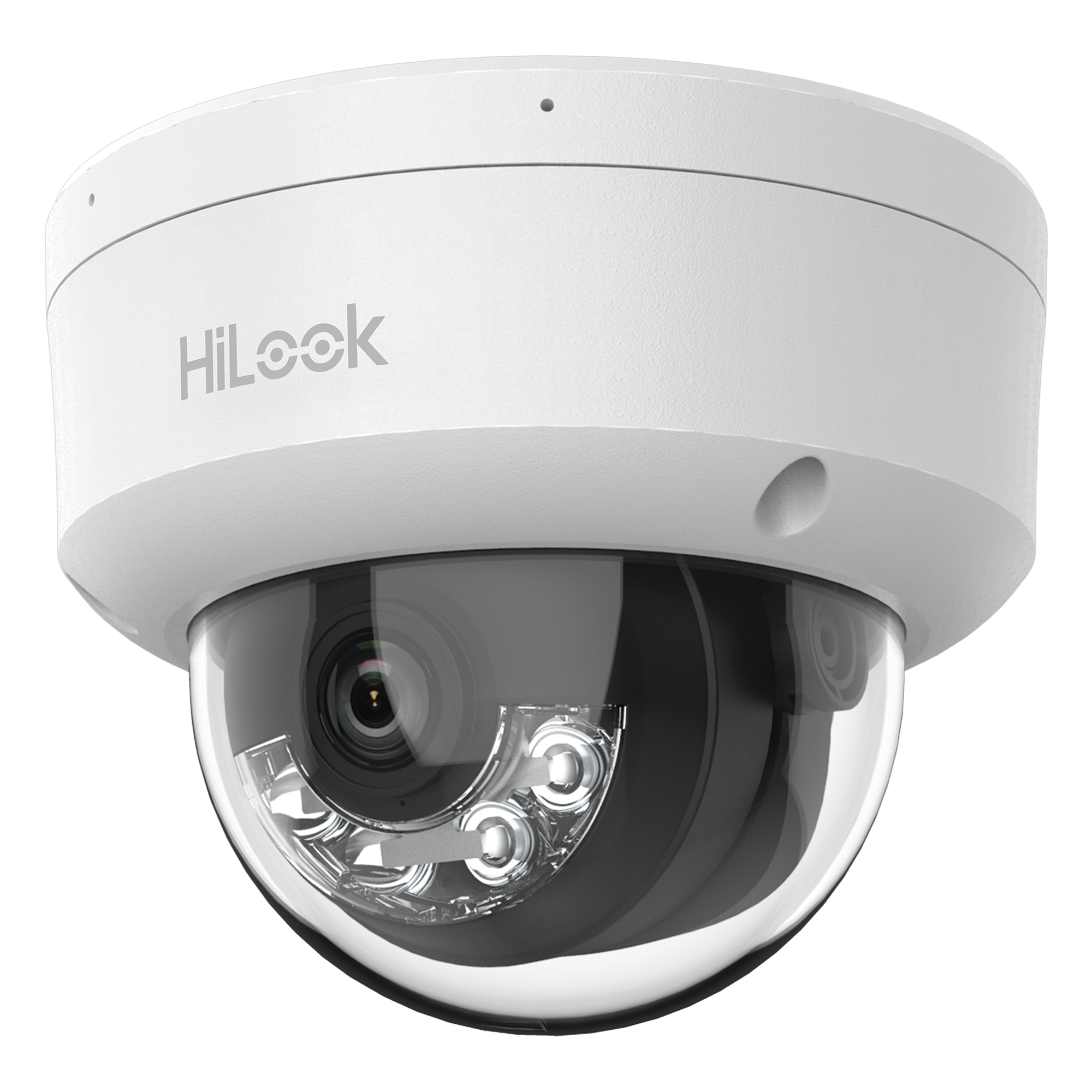 Cámara Domo IP / 2 Megapixel / Dual Light 20 m (65.6 ft) IR + 15 m (49.2 ft) Luz Blanca / Micrófono Integrado / PoE / AcuSense Lite / Interior — HiLook by HIKVISION · SKU IPC-D120HA-LUC