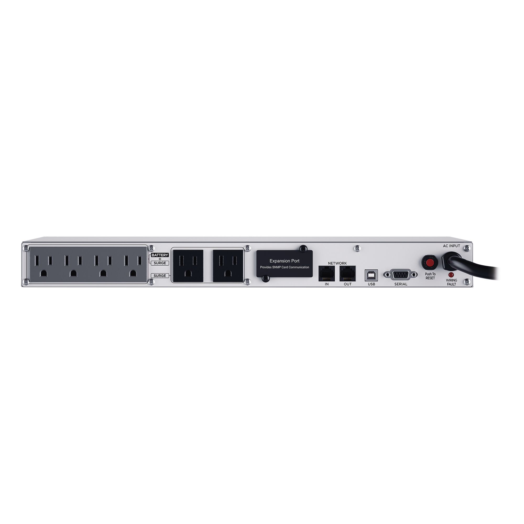 UPS de 500 VA/300 W, Topología Línea Interactiva, Entrada 120 Vca NEMA 5-15P, Tipo Rack 1 UR, Con 6 Tomas NEMA 5-15R