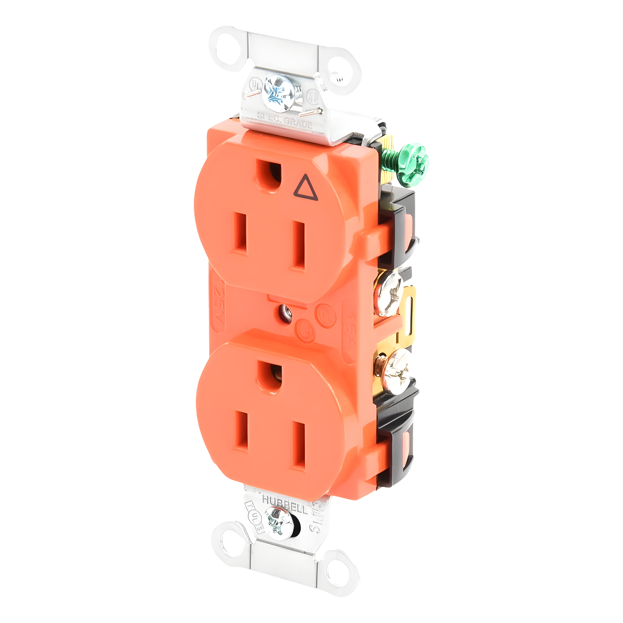 Contacto Dúplex Conexión a Tierra Aislada/ 15A 125V/ 2 polos 3 Hilos/ Nema 5-15R /Grado Comercial/ Color Naranja.