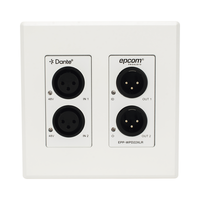 Extensor de Audio / Conversión XLR a Dante® / 2 Entradas y 2 Salidas / Phantom Power 48V / PoE / Latencia 1-5 ms / Rango Dinámico >90 dB — EPCOM PROAUDIO · SKU EPPWPD22XLR