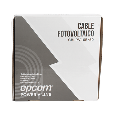 Kit de 2 rollos de 50 metros de cable fotovoltaico de cobre, rojo y negro, calibre 10 AWG (6mm²), Tipo PV,  1000/2000 V y 120°C.