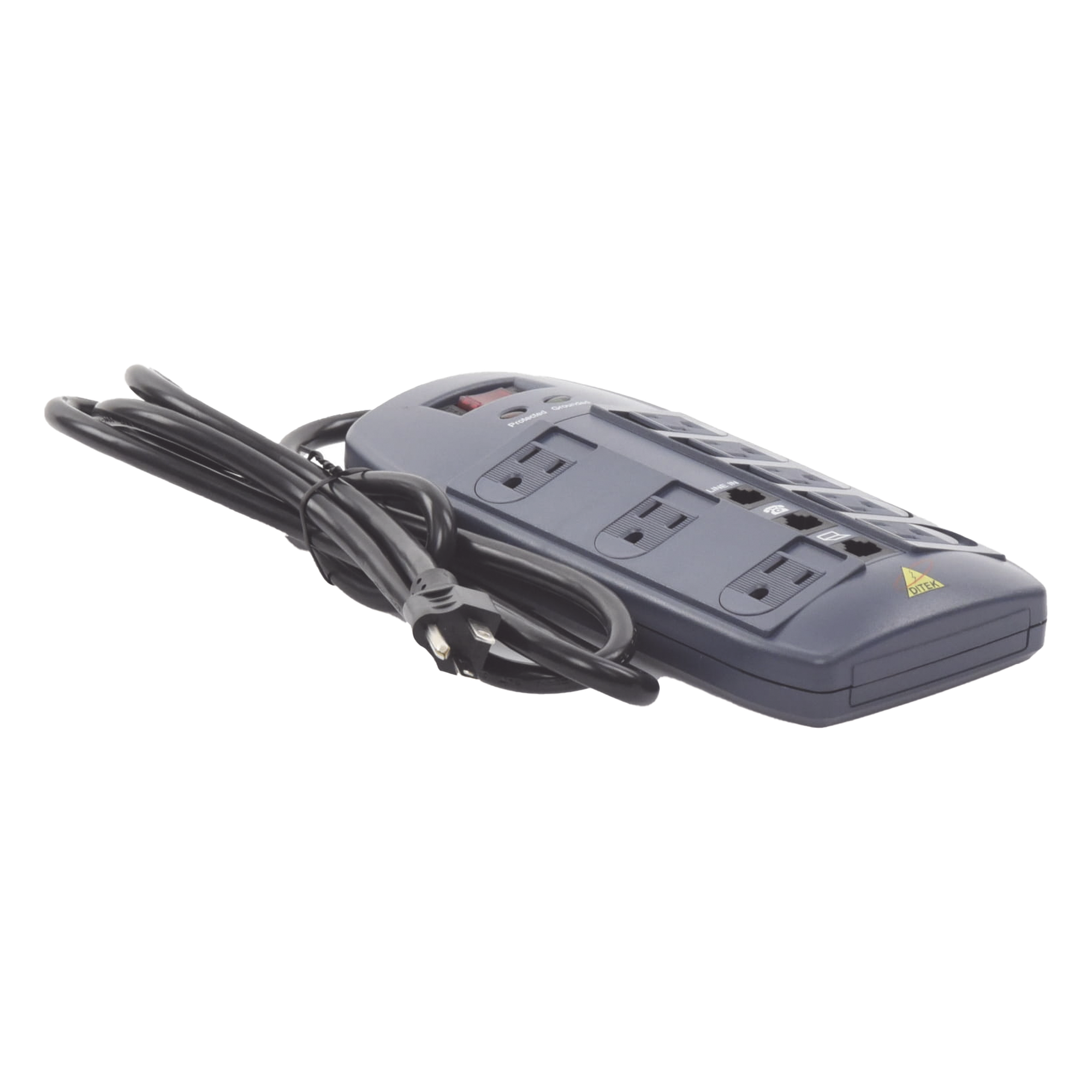 Multicontacto 8 Salidas / 120 VCA 15 A / 2160 Joules / Telco RJ11 / 6 Transformadores Simultáneos / 5.9 pies Cable — DITEK · SKU DTK-8FF