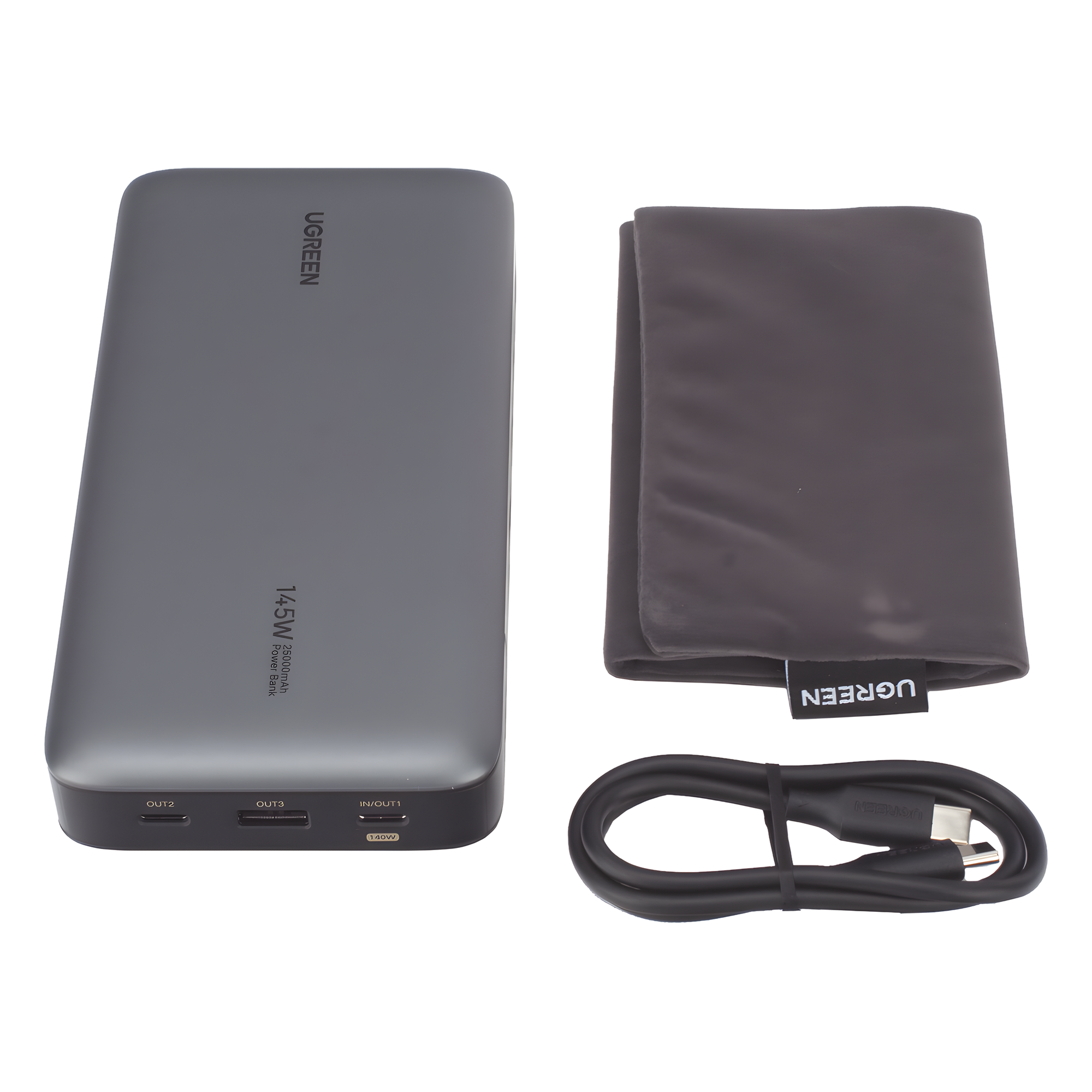 Power Bank / 25000mAh / 145W Max. / 3 Puertos USB / PD 3.0 / QC 3.0 / Pantalla Inteligente / Carcasa Ignífuga