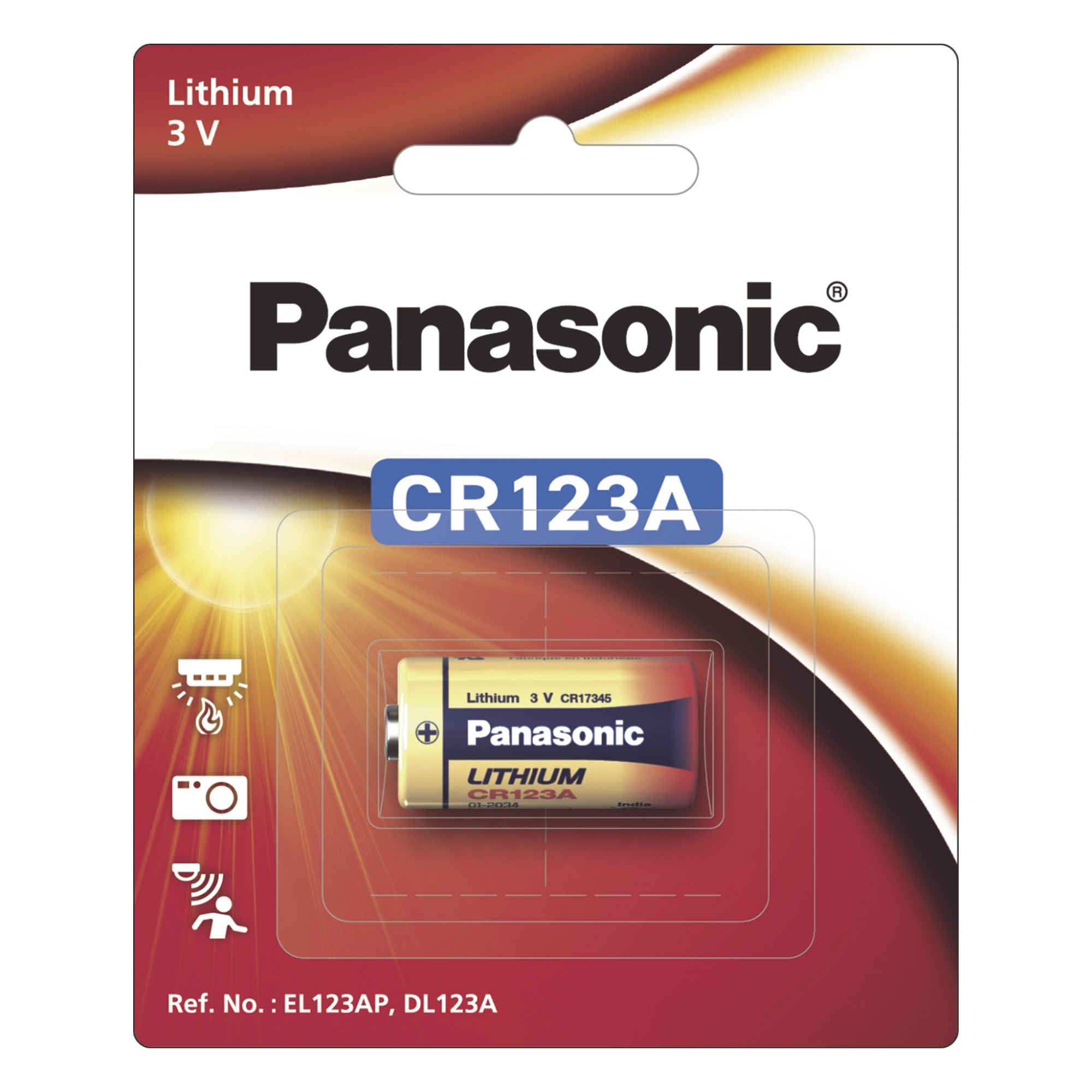 Batería de Litio / 3 Vcc / 1,550 mAh / 1,900 Ciclos de Pulso / -40°C a +70°C / 17 g — PANASONIC · SKU CR123APA/1B