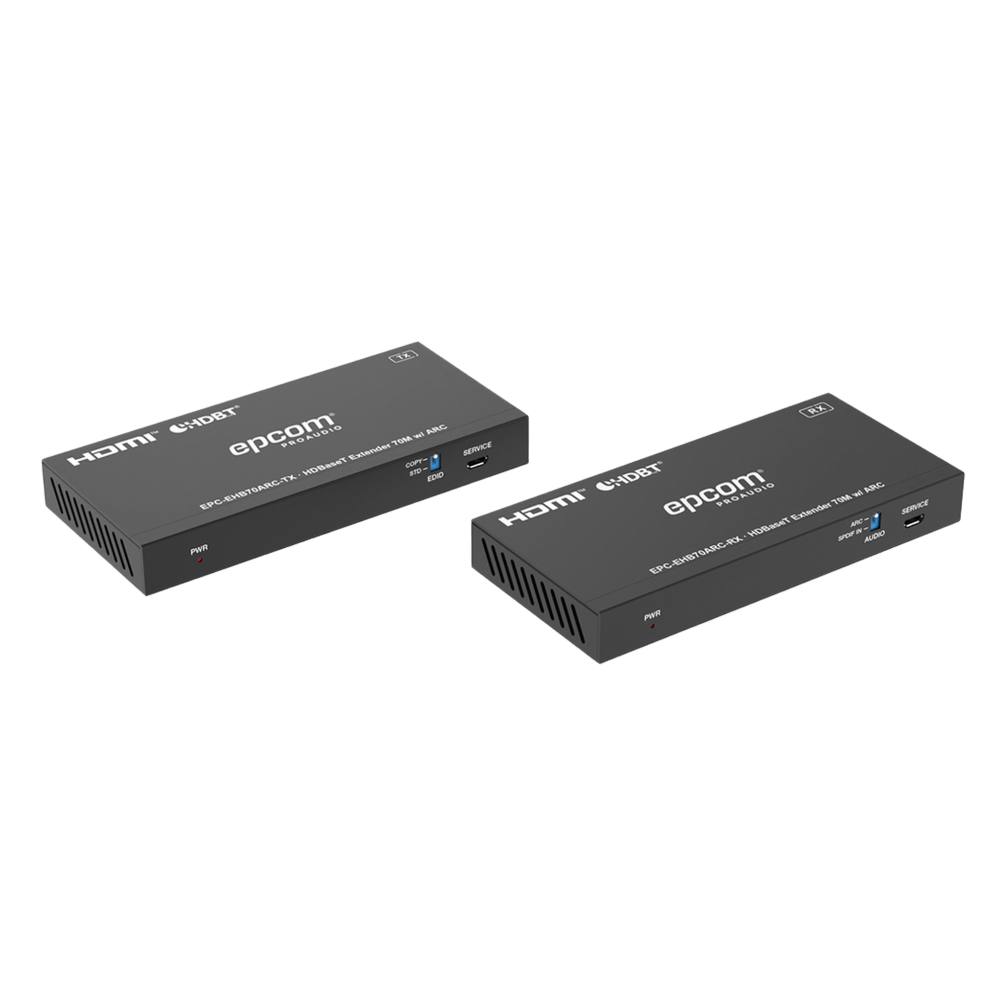 Extensor HDMI HDBaseT / 4K@60Hz / 70 m (229.7 ft) / 18 Gbps / ARC / IR Bidireccional / RS232 / PoC / Cat5e/6 — EPCOM PROAUDIO · SKU EPC-EHB70ARC
