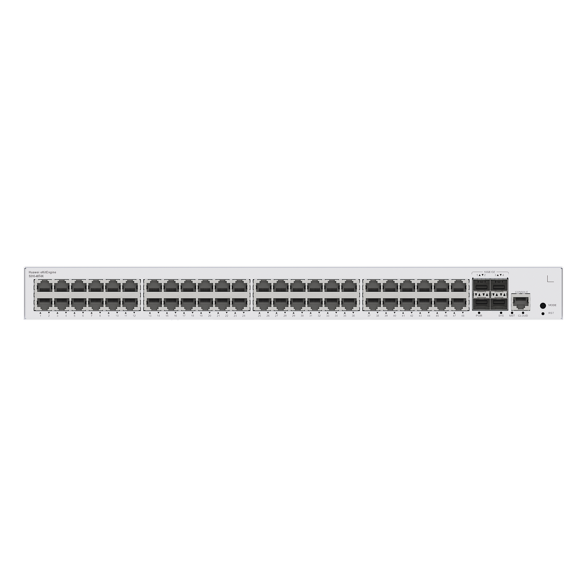 Switch Capa 3 Administrable / 48 Puertos Gigabit / 4 Puertos 10GE SFP+ Uplink / 176 Gbps / iStack / ERPS — HUAWEI · SKU S310-48T4X