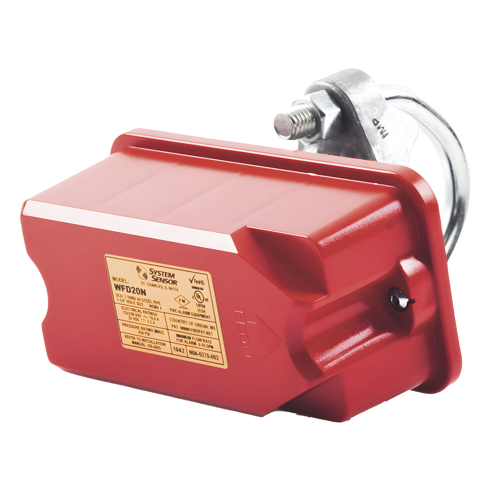 Detector de Flujo de Agua / Instalación en Tubo de 2 Pulgadas / NEMA 4 / 450 psi / 4-10 GPM / Cubierta No Metálica — SAFE SIGNAL · SKU WFD-20N