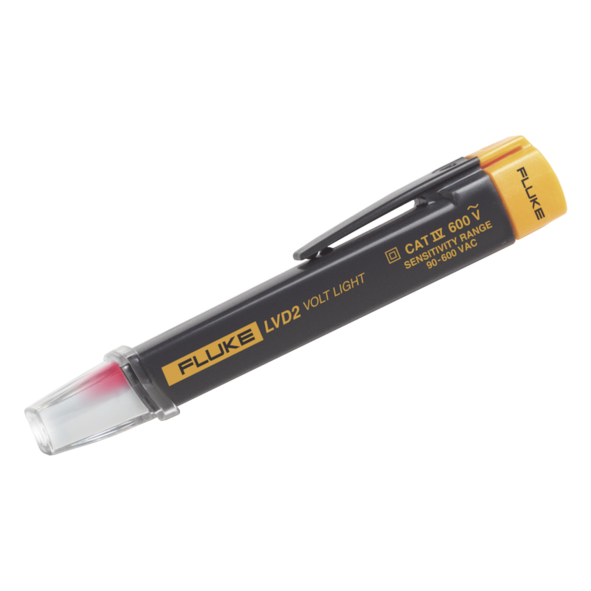 Detector de Voltaje Sin Contacto / CAT IV 600 VCA / Rango 90-600 VCA / Doble Nivel Proximidad y Contacto / Linterna LED 100,000 h / -0°C a 50°C — FLUKE · SKU LVD2