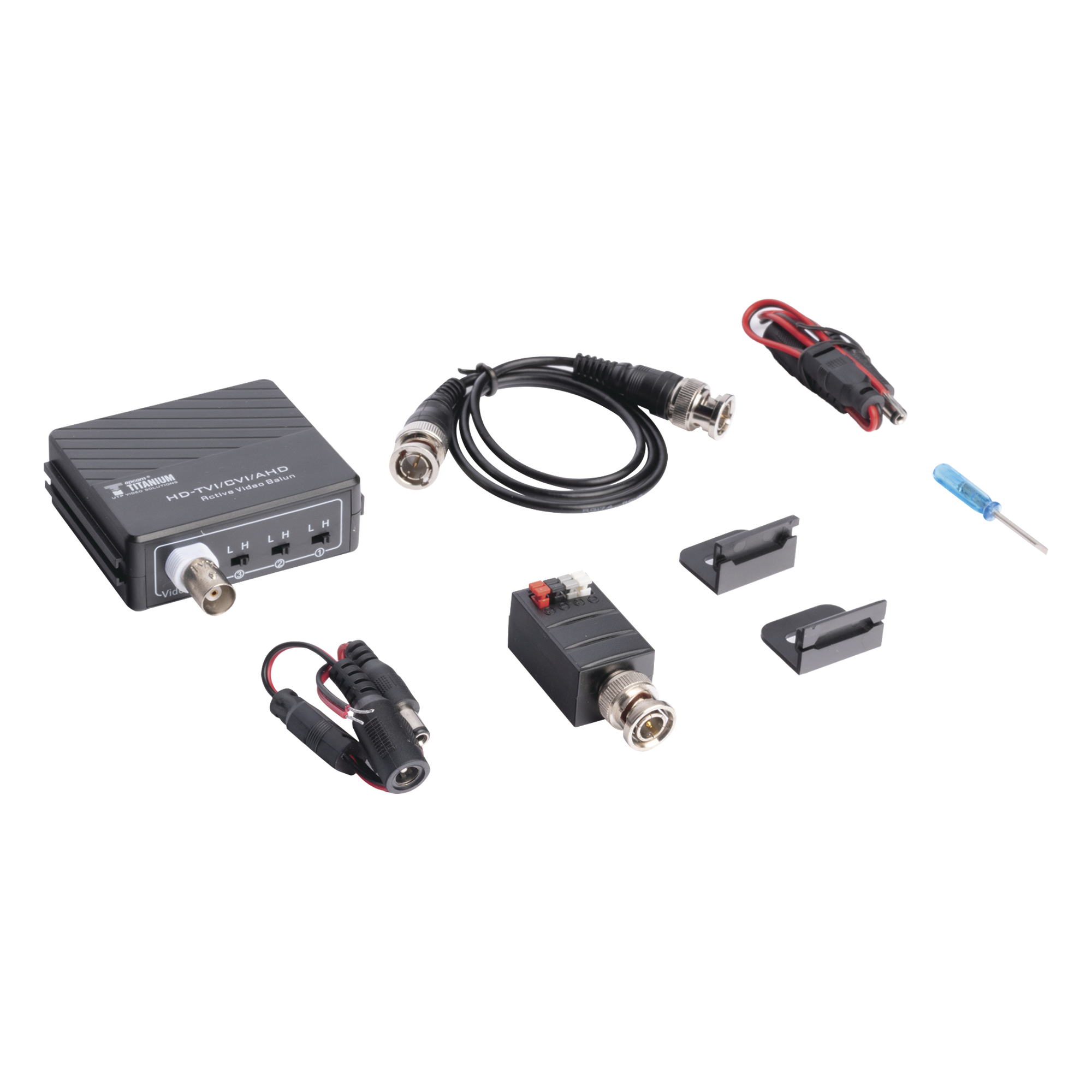 Kit de transmisión de video / 400 m (1312 ft) / 2 MP / HD-TVI HD-CVI AHD CVBS / Activo+Activo / Protección grado III — EPCOM TITANIUM · SKU KIT4501AA