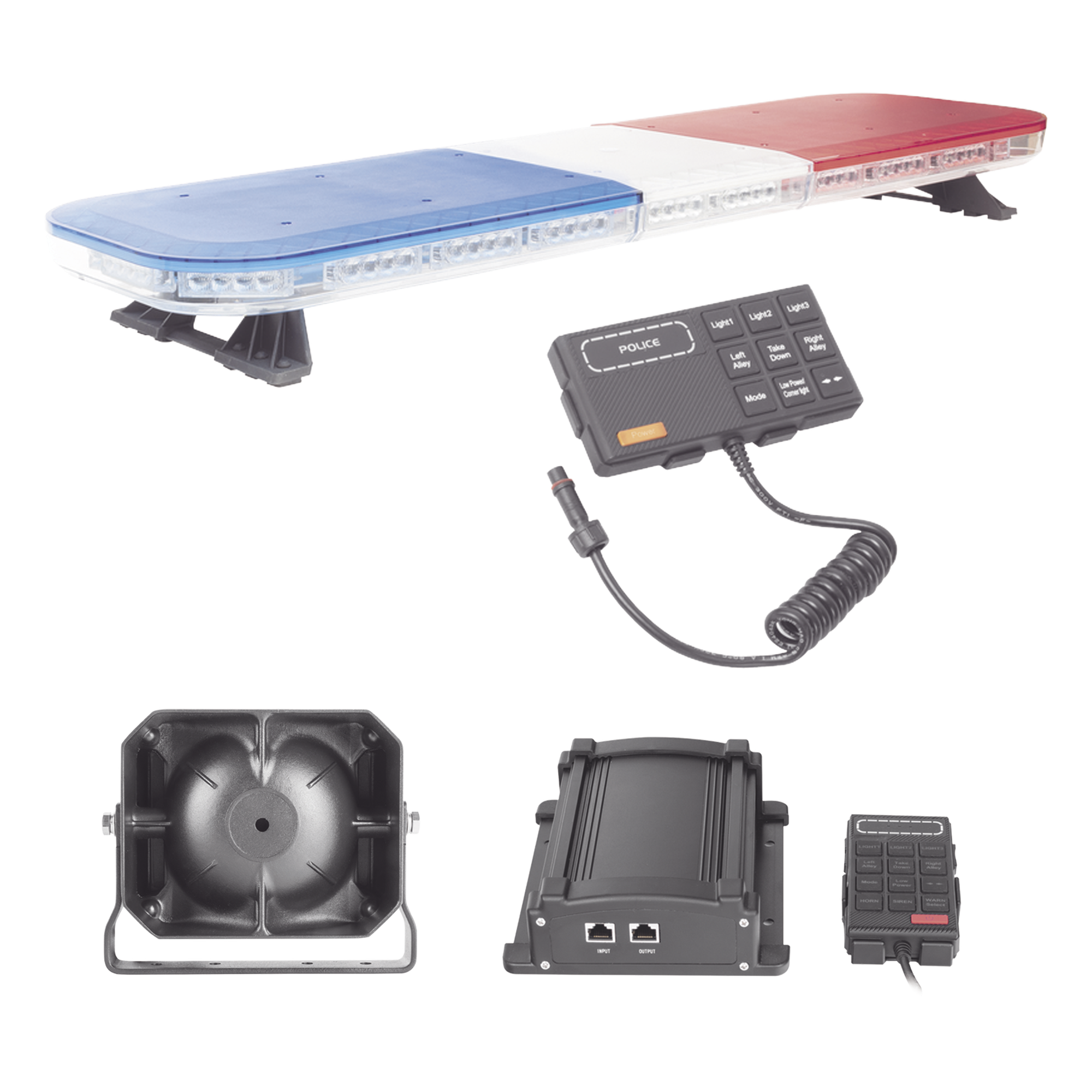 Kit de Señalización LED / 88 Luces Ultra Brillantes / Barra 118 cm (46.5 in) / IP65 / Sirena 100W / 13 Patrones Programables — EPCOM INDUSTRIAL SIGNALING · SKU X67RBKIT2