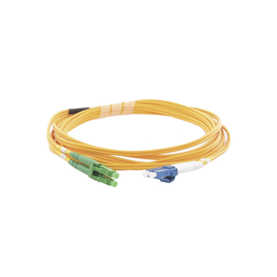 Jumper de Fibra Óptica Monomodo 9/125 LC/UPC-LC/APC, OFNR (Riser), 2.0 mm, Dúplex, Amarillo, 3 Metros (9.84 Pies)