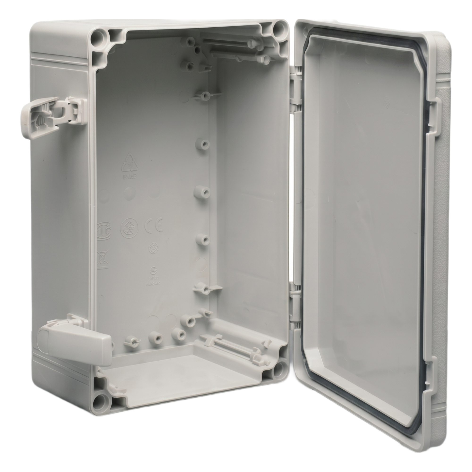 Gabinete Industrial Tipo 4X / 200 x 200 x 180 mm (7.87 x 7.87 x 7.09 in) / ABS Sin Halógenos / IP66 / Tapa Opaca con Tornillos / Panel Ajustable — HOFFMAN · SKU Q202018ABI