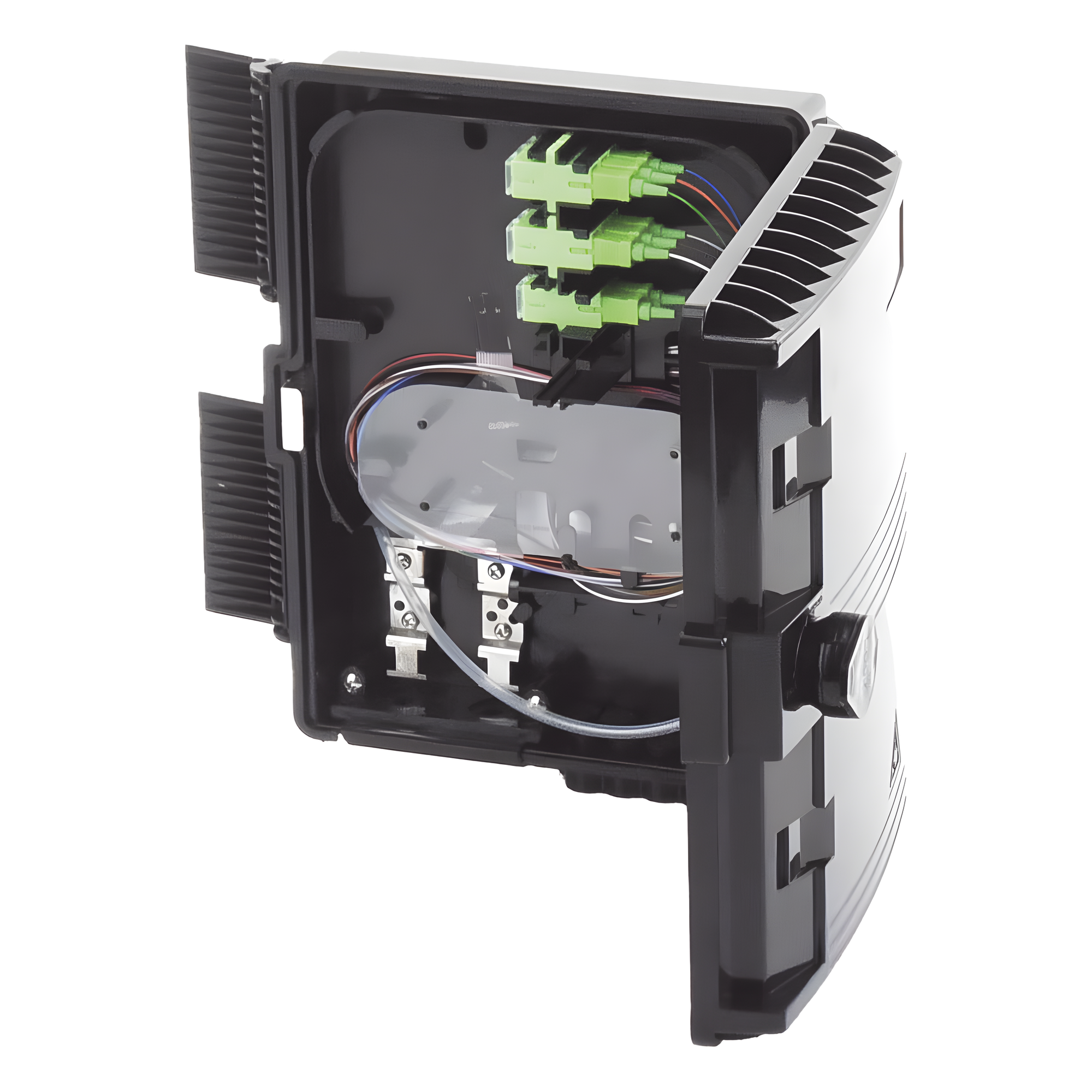 Caja de Empalme para Fibra Óptica / 24 Fusiones / IP65 / Splitter 1x8 SC/APC / 12 Puertos Drop / -40°C a +85°C