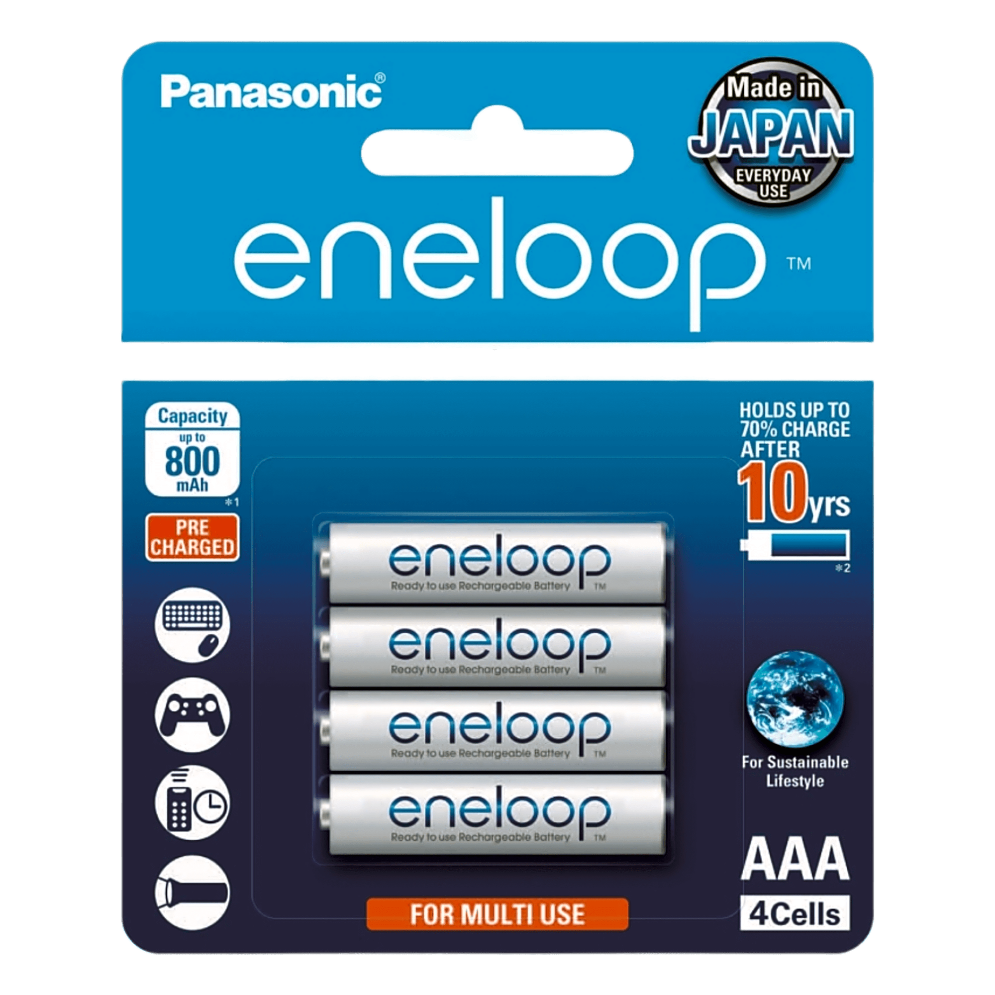 Batería Recargable AAA / Ni-MH 800 mAh / 1.2V / 2100 Ciclos / Baja Autodescarga 10 Años — PANASONIC · SKU BK4MCCE4BT6