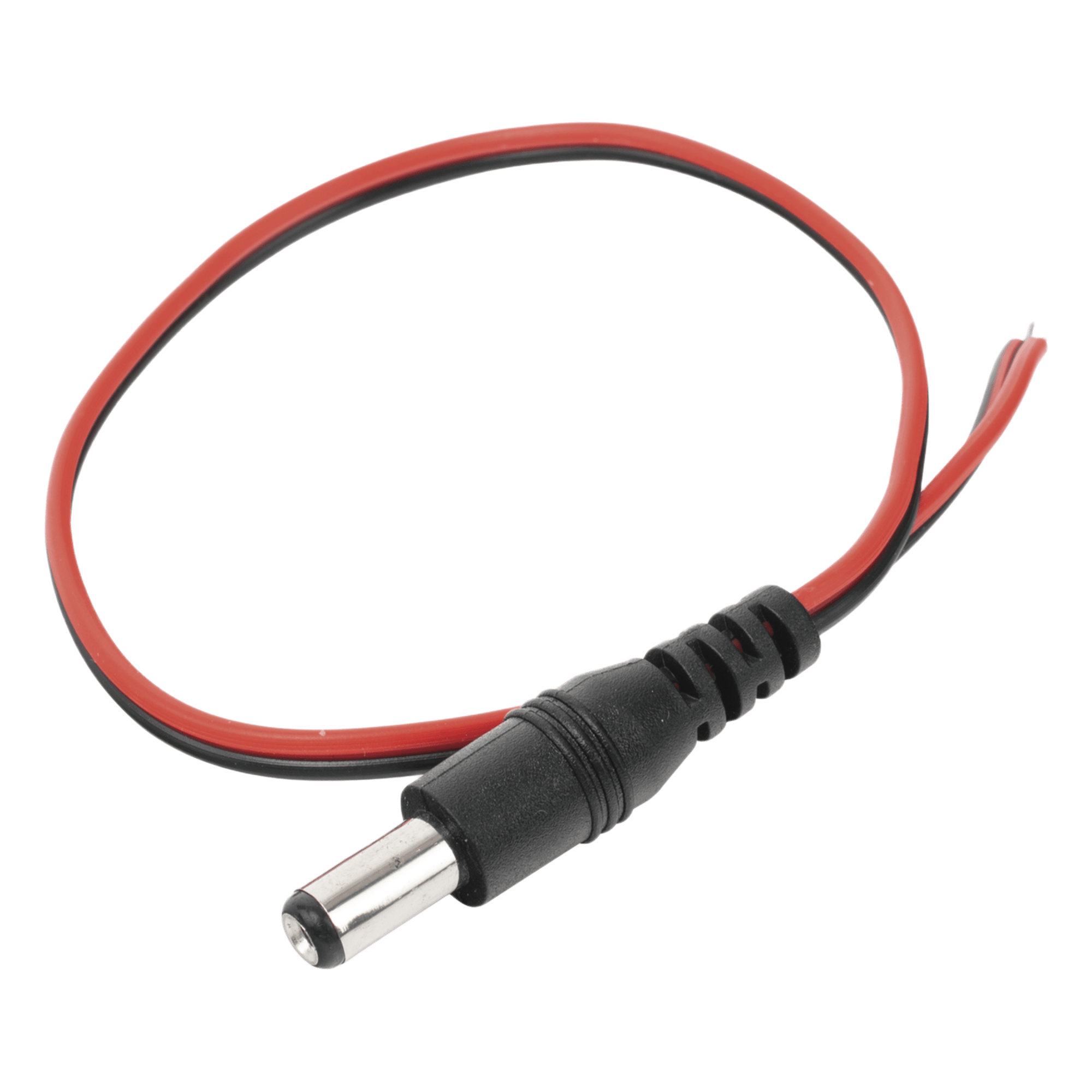 Cable Pigtail DC / Conector Macho 5.5 x 2.1 mm / Calibre 22AWG / 28.5 cm / Polarizado / 12 VCC — SYSCOM · SKU DC-CORD