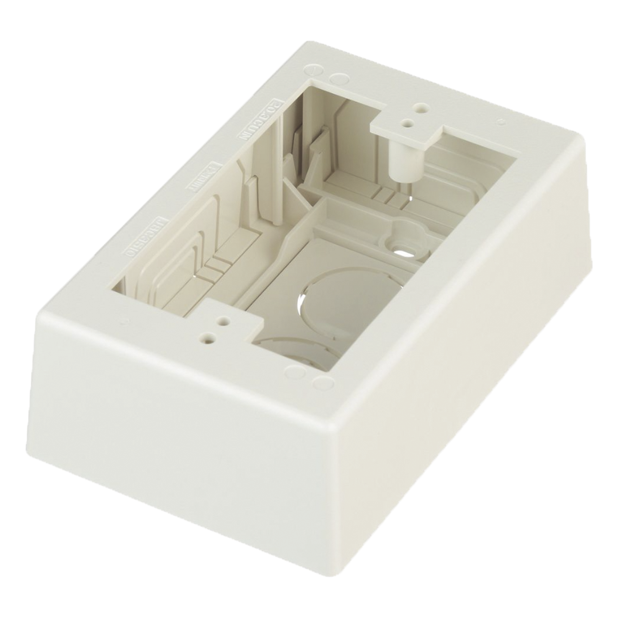Caja de Pared Superficial / PVC Auto-extinguible / 5 x 3.26 x 1.62 in / Salidas 1/2-3/4-1 in / Blanco Mate — PANDUIT · SKU JBX3510IW-A