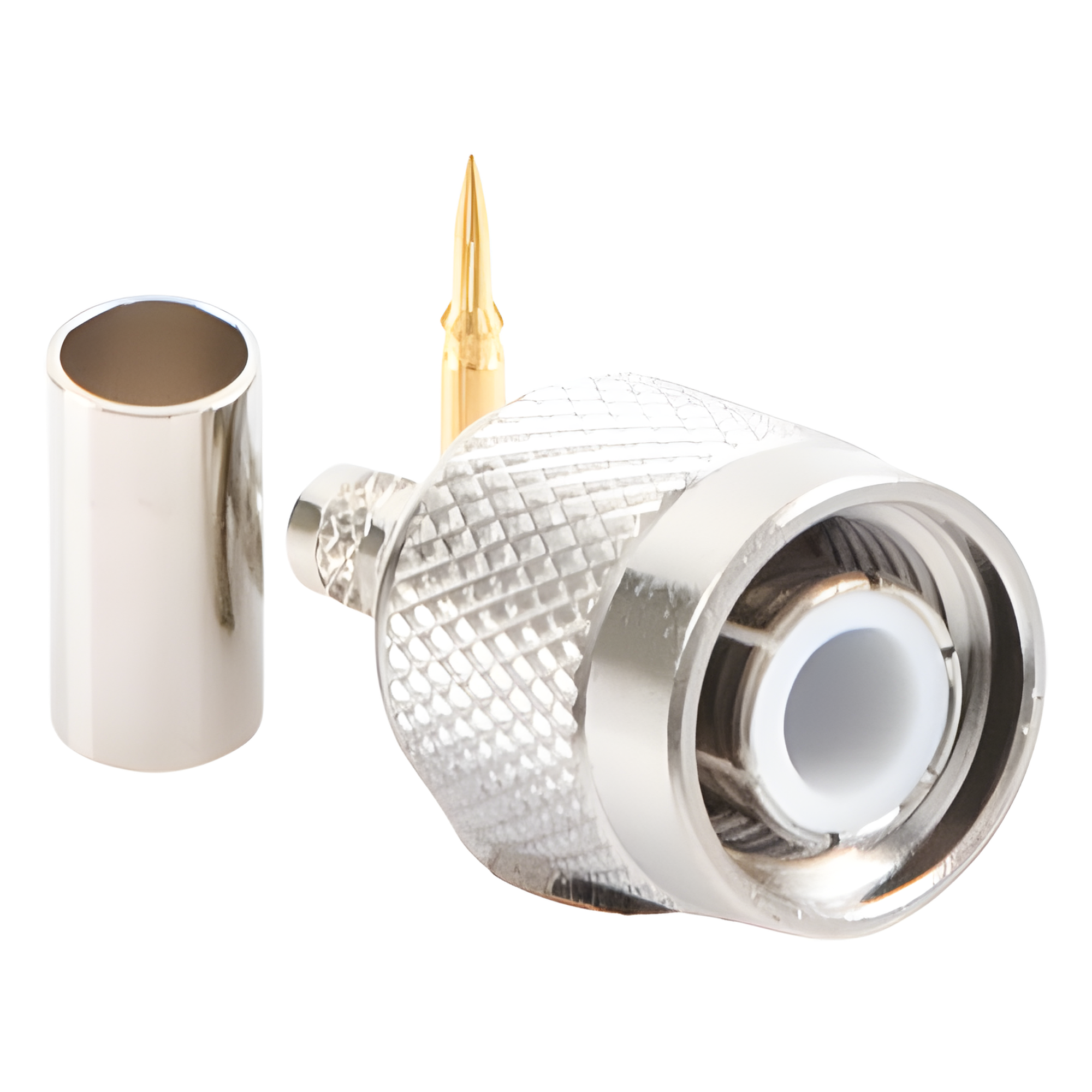 Conector Coaxial TNC Macho / Anillo Plegable / Cables RG-58/U, RG-142/U, LMR-195 / Níquel / Oro / Teflón