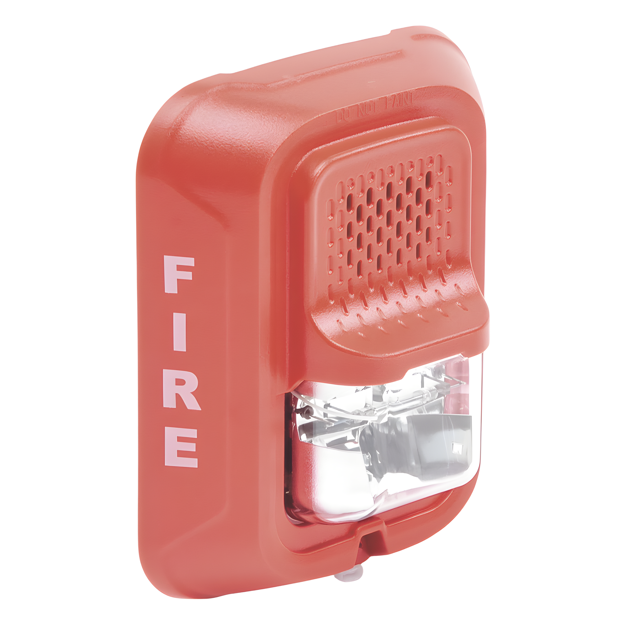 Sirena con estroboscopio / 2 hilos / 12-24 Vcd / candela 15 a 185 seleccionable / rojo con leyenda FIRE / Serie L