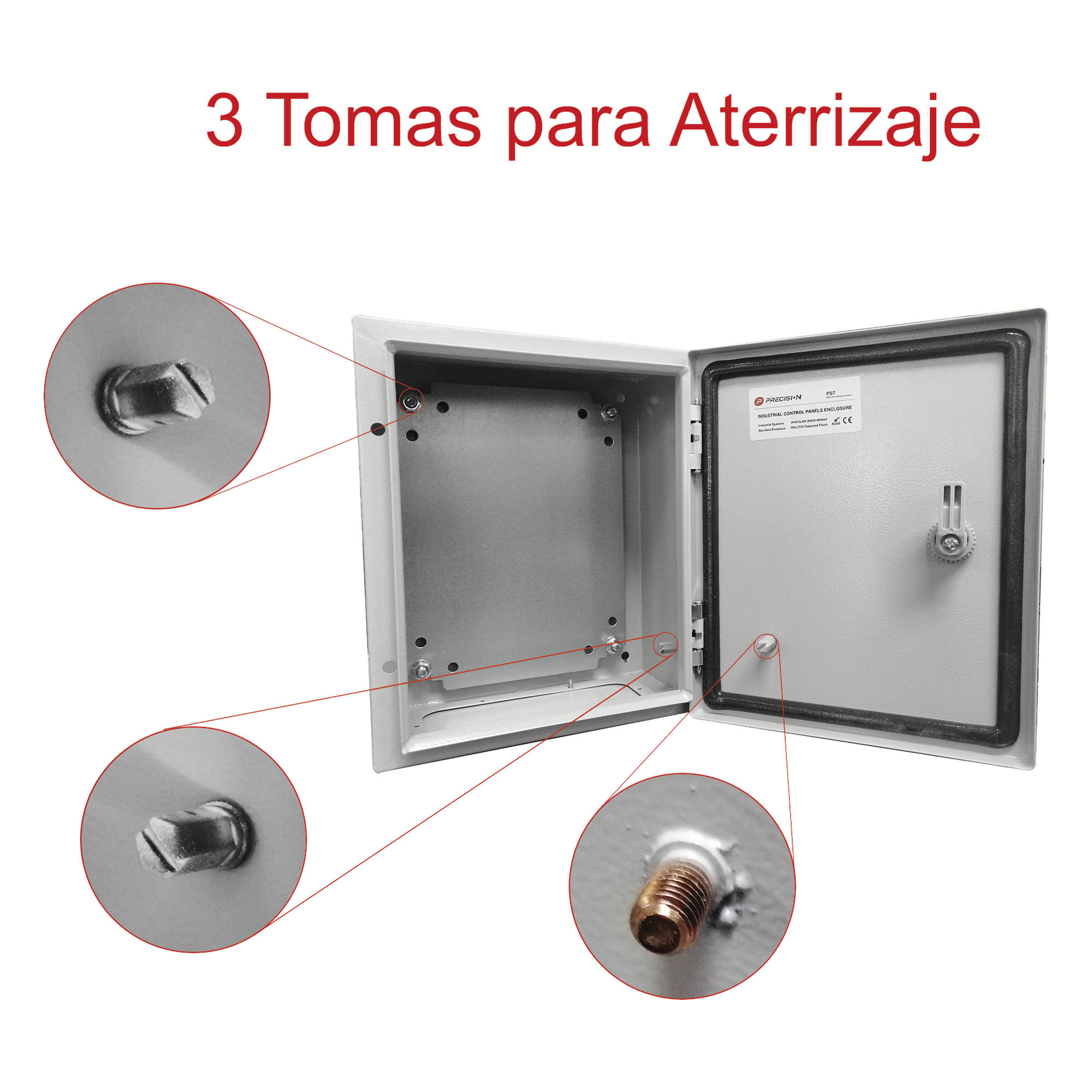 Gabinete de Acero IP66 / IK10 / 250 x 300 x 150 mm / Carga 30 kg / Placa Montaje 200 x 265 mm / Cerradura con Llave
