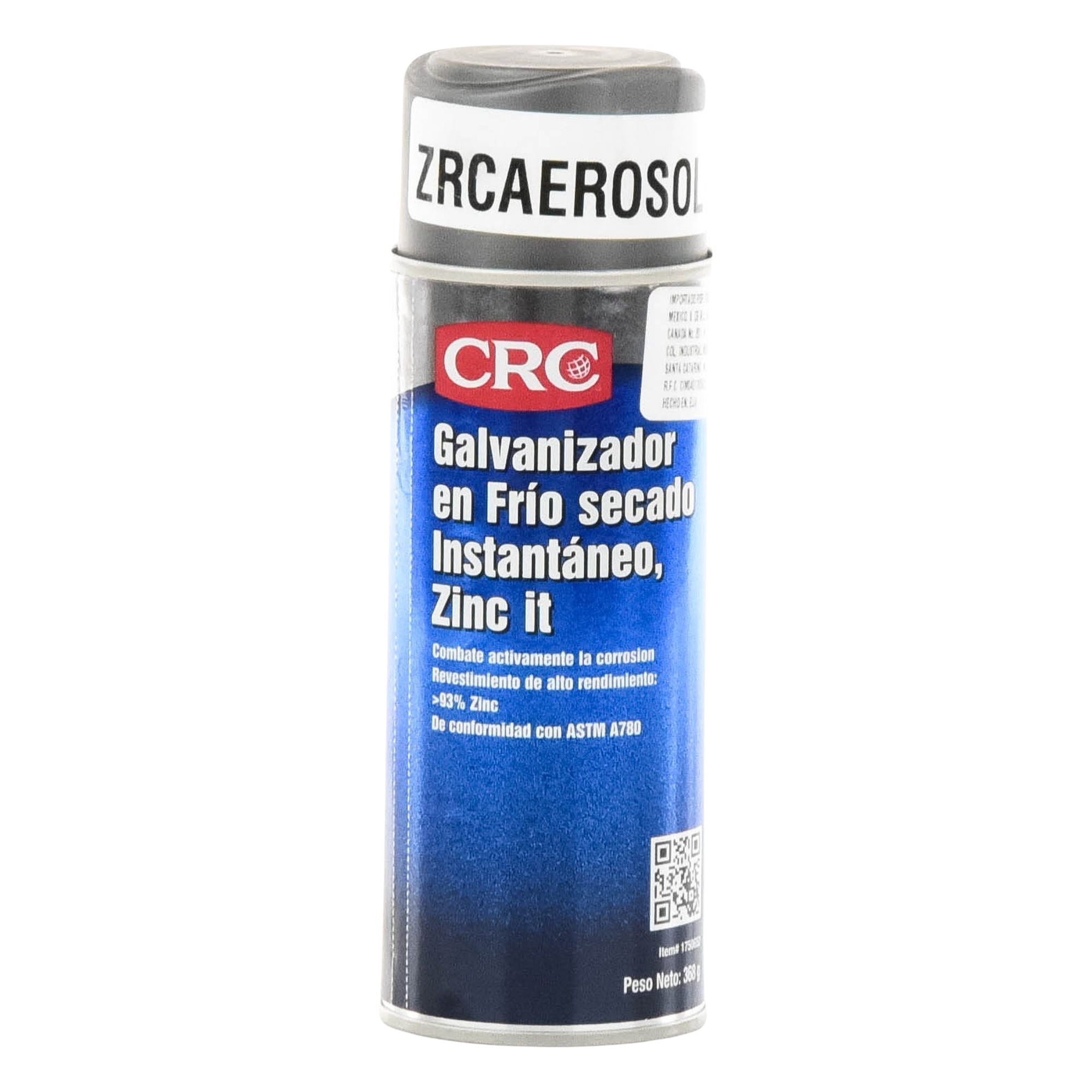 Recubrimiento Zinc en Aerosol / 93% Zinc Puro / 368 gr / Película 76 µ / Acabado Gris Brillante / Protección Anticorrosión — SYSCOM TOWERS · SKU ZRC-AEROSOL