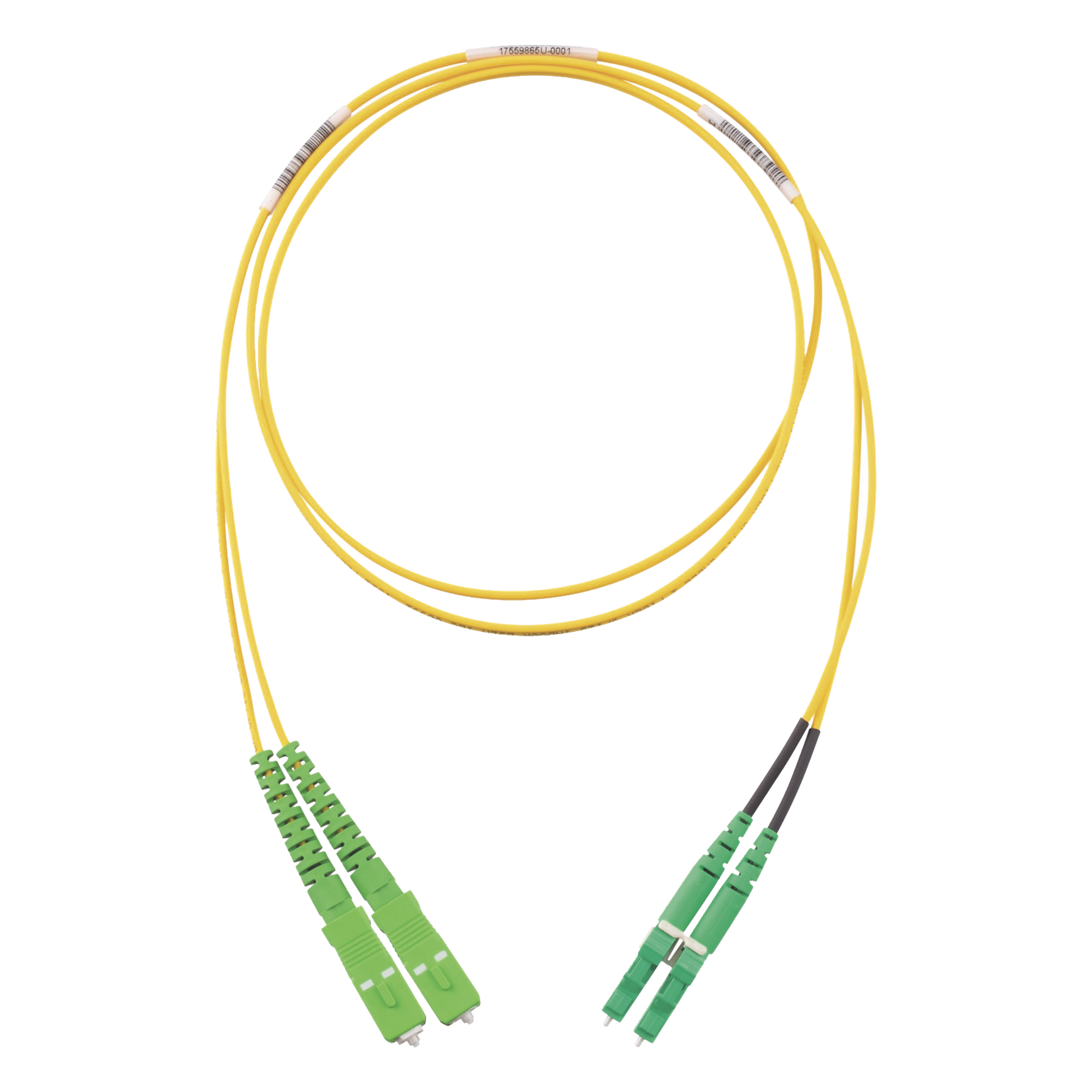 Jumper de Fibra Óptica / Monomodo OS2 9/125 / SC/APC-LC/APC Duplex / OFNR Riser / LSZH / 2 m (6.56 pies) — PANDUIT · SKU F92ERANB1SNM002