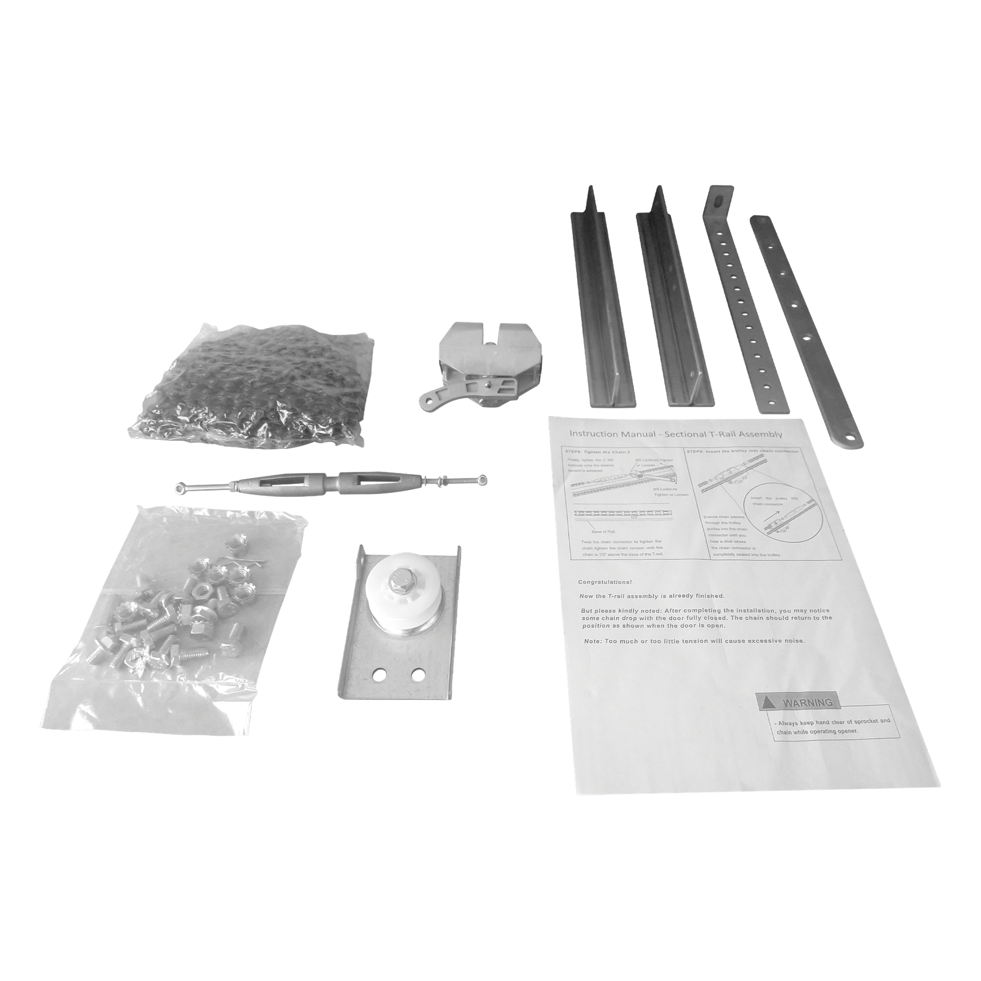 Kit de Riel tipo T / 3 m (9.8 ft) / Compatible con Motores ACCESSFORCE y FS1000APPRT / Sistema Modular / 6 m de Cadena — ACCESSPRO · SKU ACCESSRAILT3