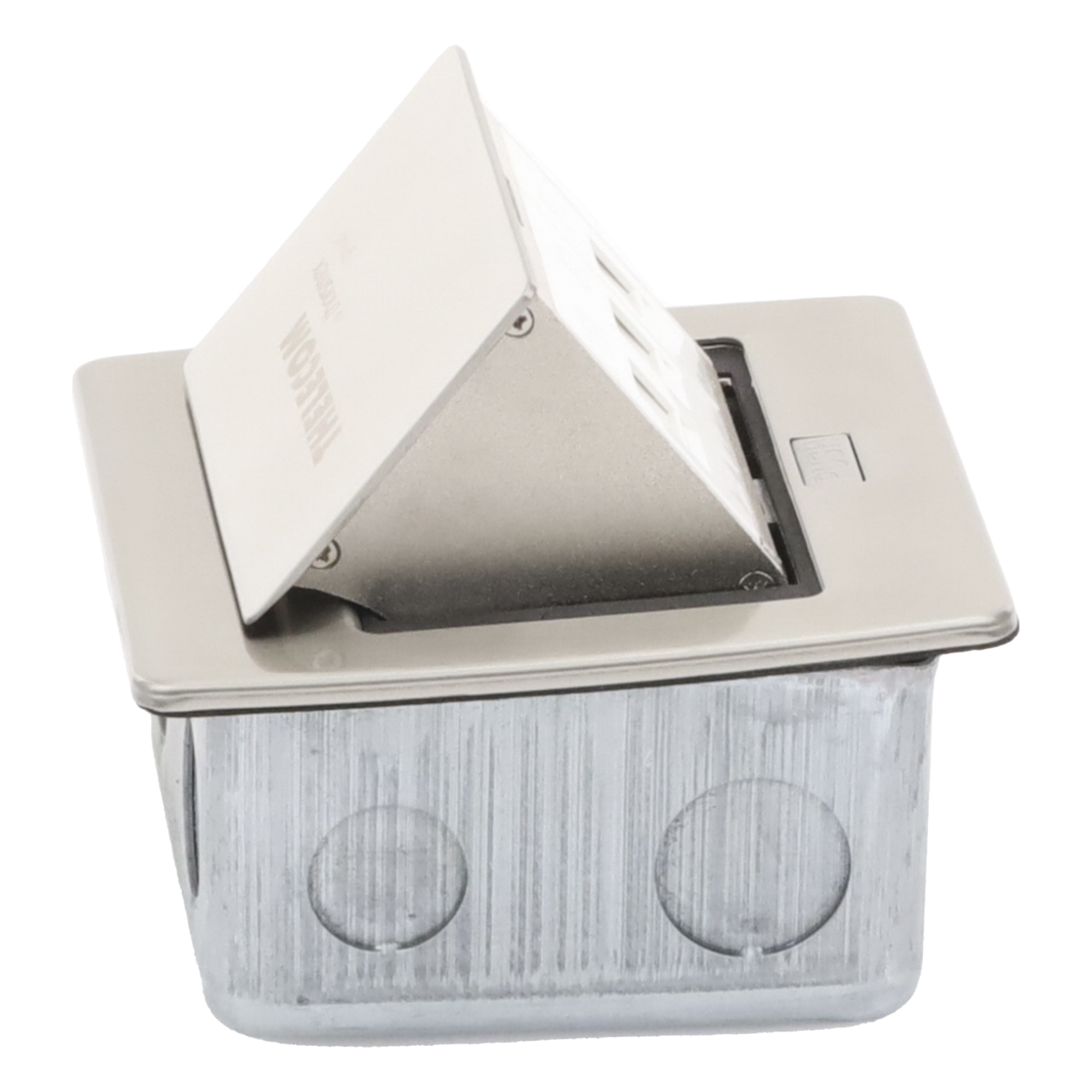 Mini Caja de Piso Rectangular para Datos y Conectores Tipo Keystone, Color y Material en Acero Inoxidable (3 Puertos) (11000-21202)