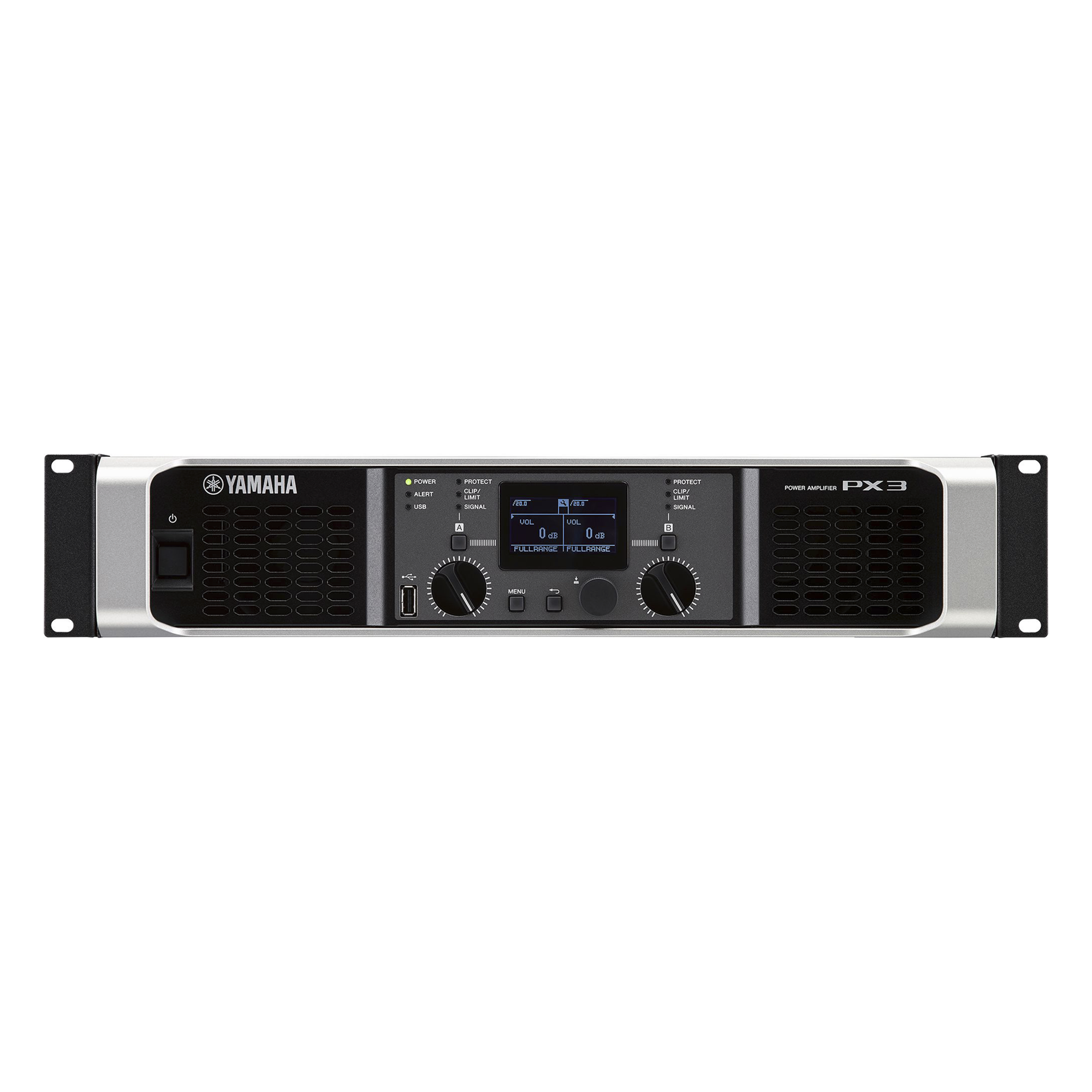 Amplificador de audio Clase D / 300 W x 2 a 8Ω / 500 W x 2 a 4Ω / Baja impedancia / Procesamiento inteligente — YAMAHA · SKU PX3