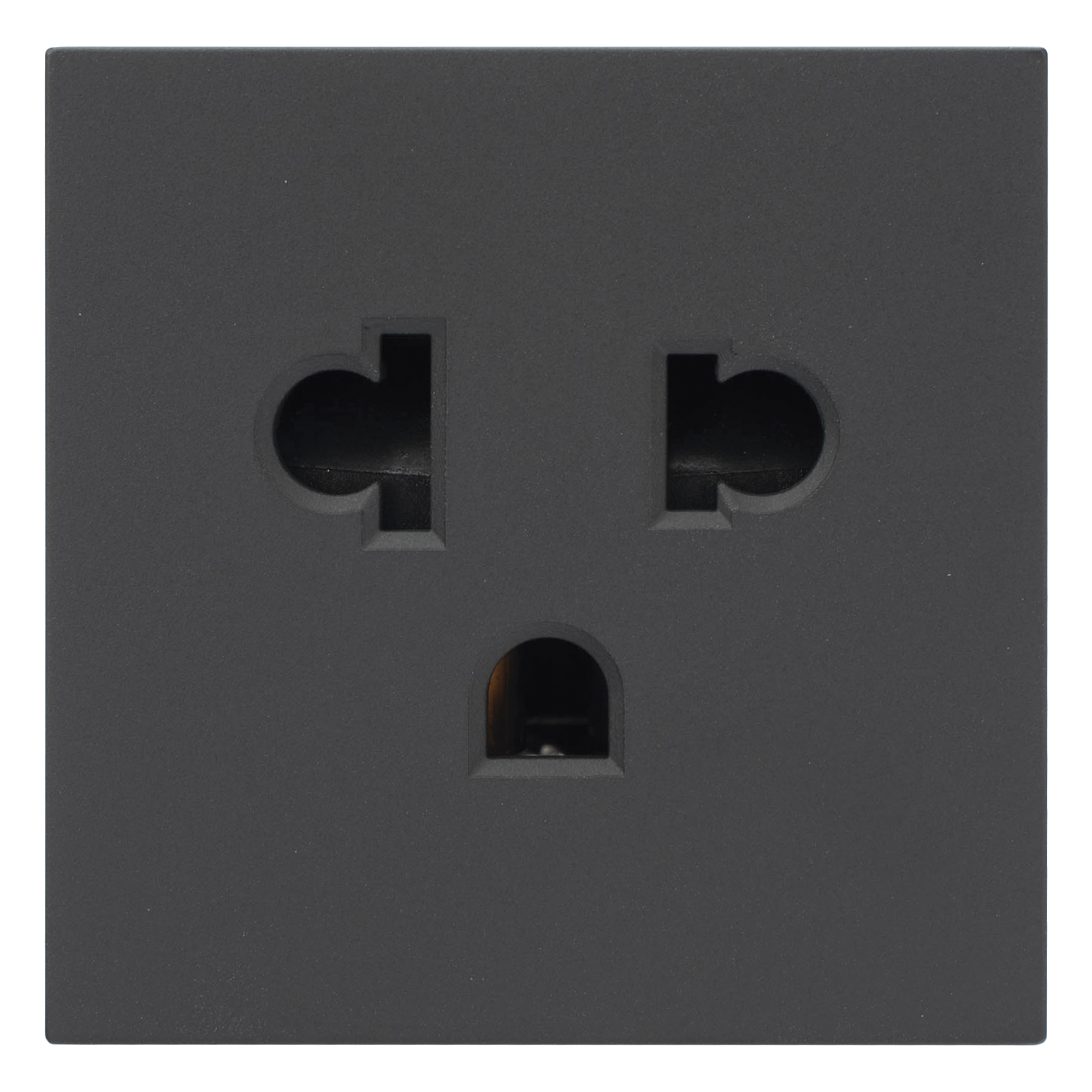 Módulo para Tomacorriente Euroamericano / Color Grafito / 45x45 mm (1.77 x 1.77 Pulgadas) / Compatible con Torres y Cajas para Escritorio — SIMON · SKU SM-TCEA-G