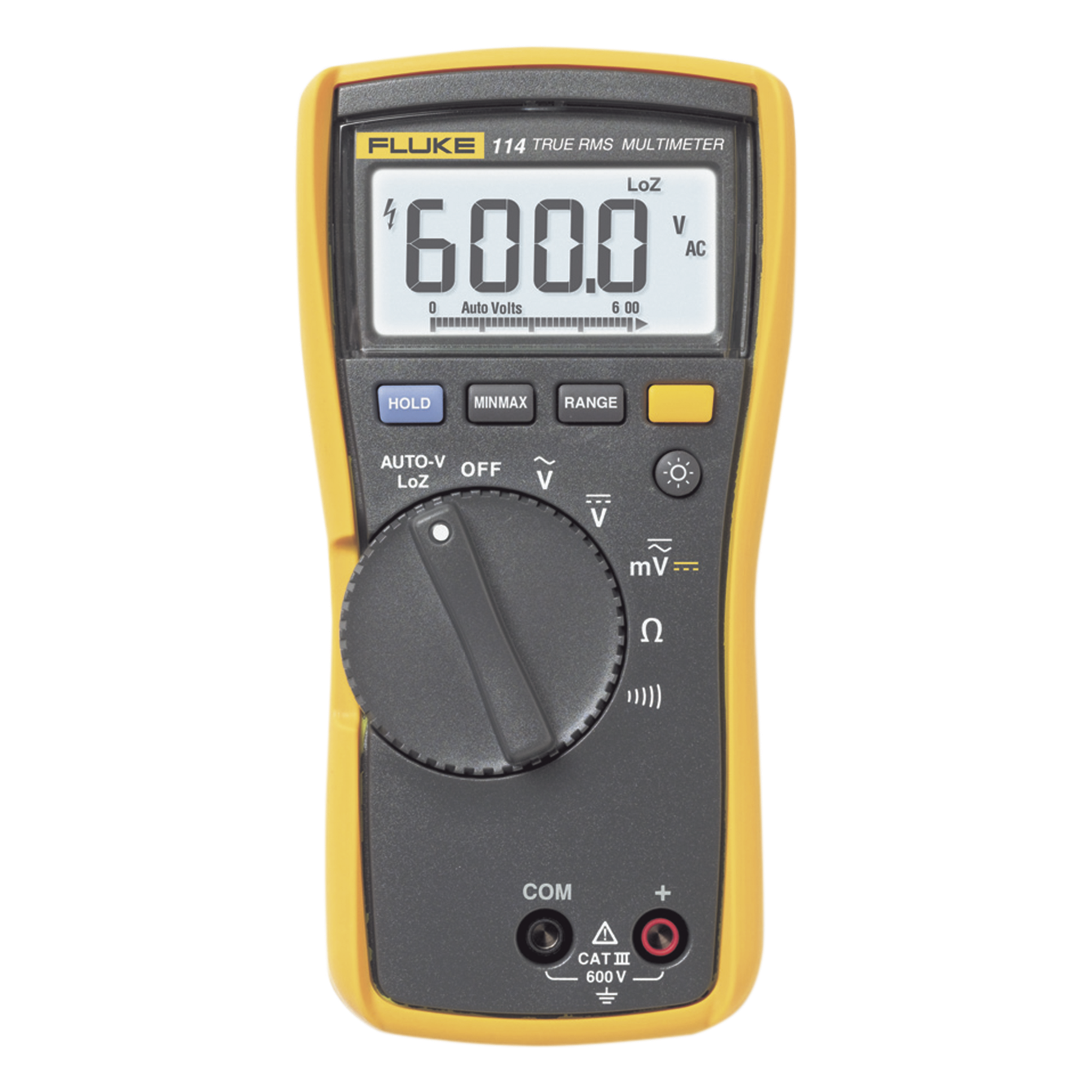 Multímetro Digital / Autovolt CA/CC / 6,000 Recuentos / CAT III 600 V / Retroiluminación LED / Detección Voltaje Fantasma — FLUKE · SKU FLUKE-114