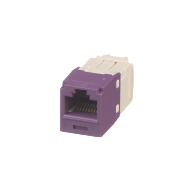 Conector Jack RJ45 Estilo TG, Mini-Com, Categoría 6, de 8 Posiciones y 8 Cables, Color Violeta
