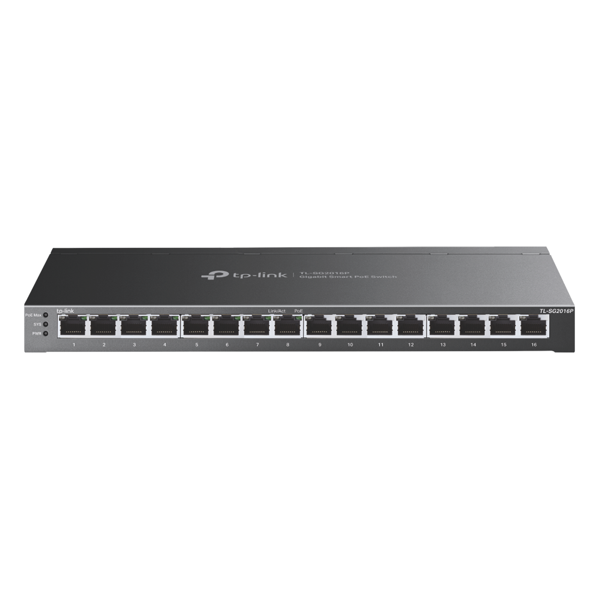 Switch Administrable / 16 Puertos Gigabit / 8 Puertos PoE 802.3af/at / 120W / Sin Ventilador / 32 Gbps / Omada SDN — TP-LINK · SKU TL-SG2016P
