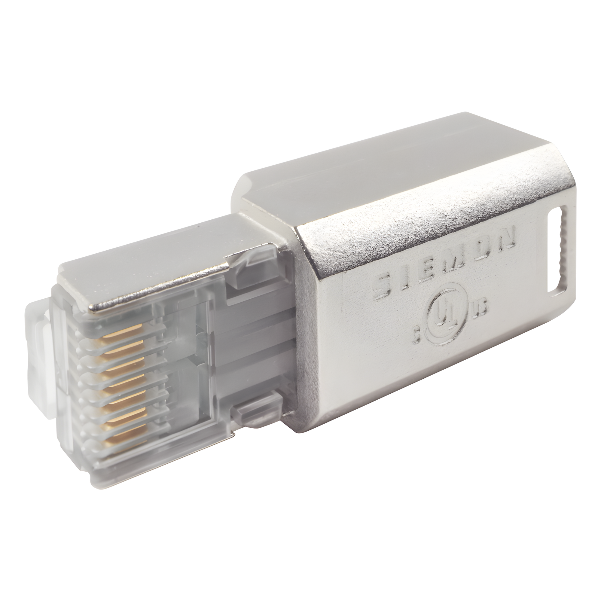 Plug RJ45 Cat6A Blindado, Terminación en Campo, Compatible con Todas las Categorías, con Clip Protector de Seguro