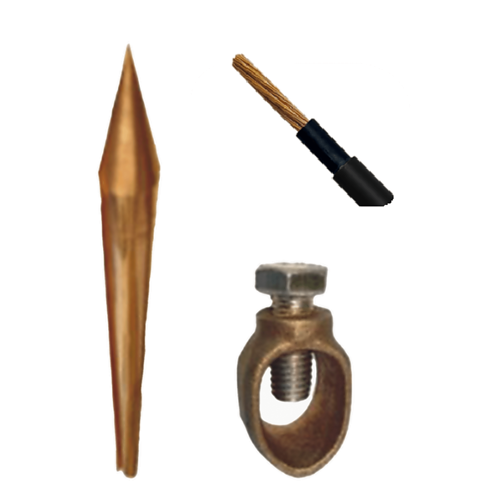 Kit Básico para Tierra Física con Varilla de  5/8" de 1.5 m de Largo, Opresor y 10 Metros de Cable Negro  6 Awg.