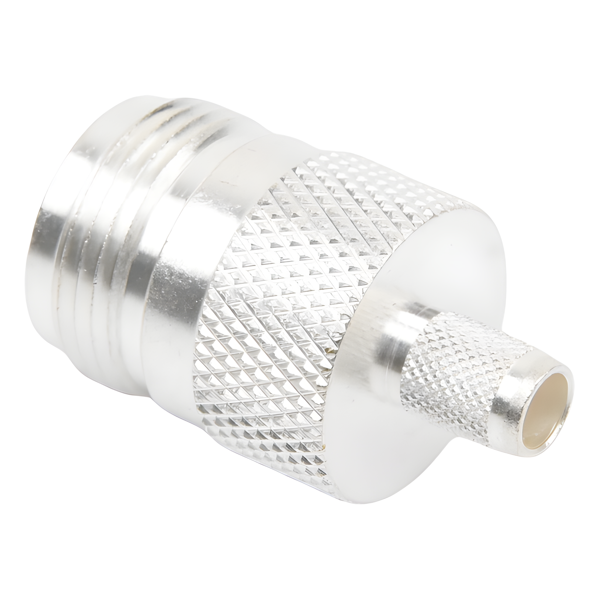 Conector Coaxial N Hembra / Anillo Plegable / Cables LMR-240, RG-8/X, 9258 / Bronce Niquelado / Contacto Oro / Aislante Teflón