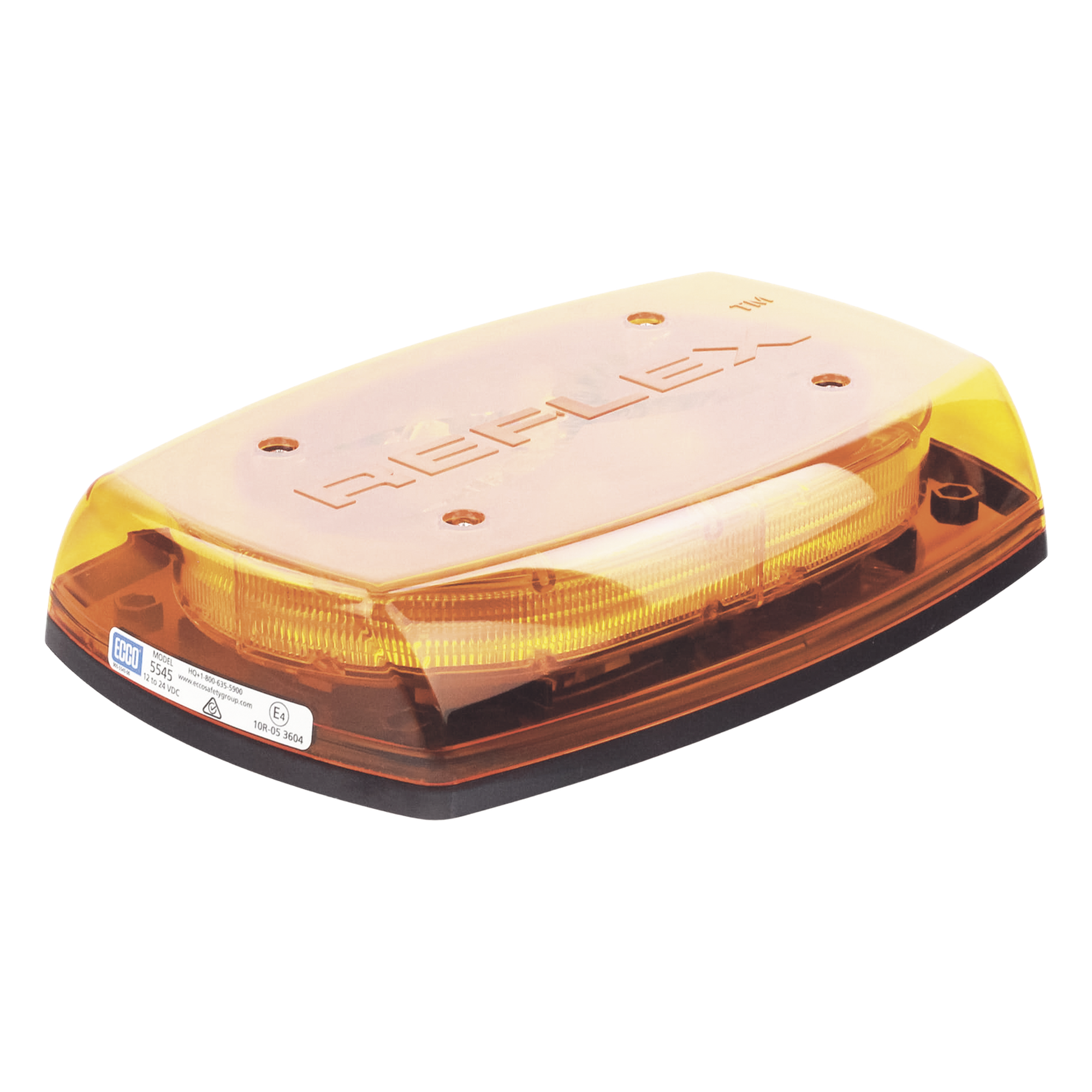 Mini Barra de Luces LED / Ámbar / 4 Módulos 6 LED / 35 Patrones / IP65 / 12-24 VCC / Montaje Permanente — ECCO · SKU X5545-A