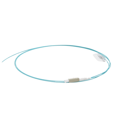 Pigtail de Fibra Óptica LC Simplex, Multimodo OM4 XGLO 50/125, OFNR, Color Aqua, 1 Metro (3.28 Pies)