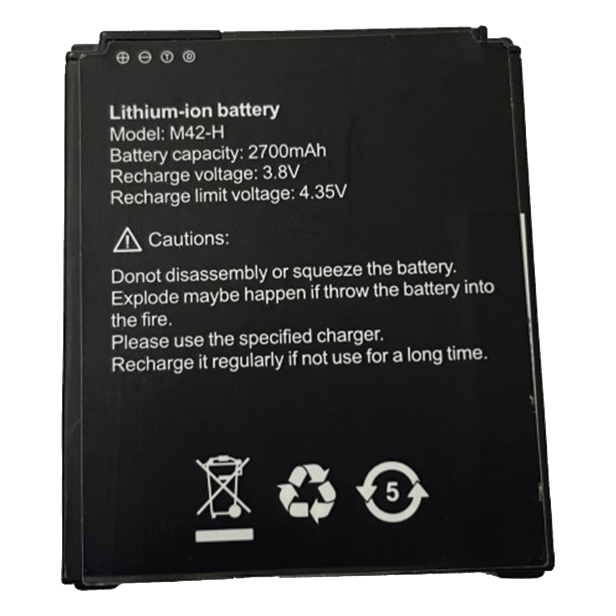 Batería de respaldo / 3.8 VCC / 2700 mAh / 42x50x12 mm / Carga 4.35 VCC