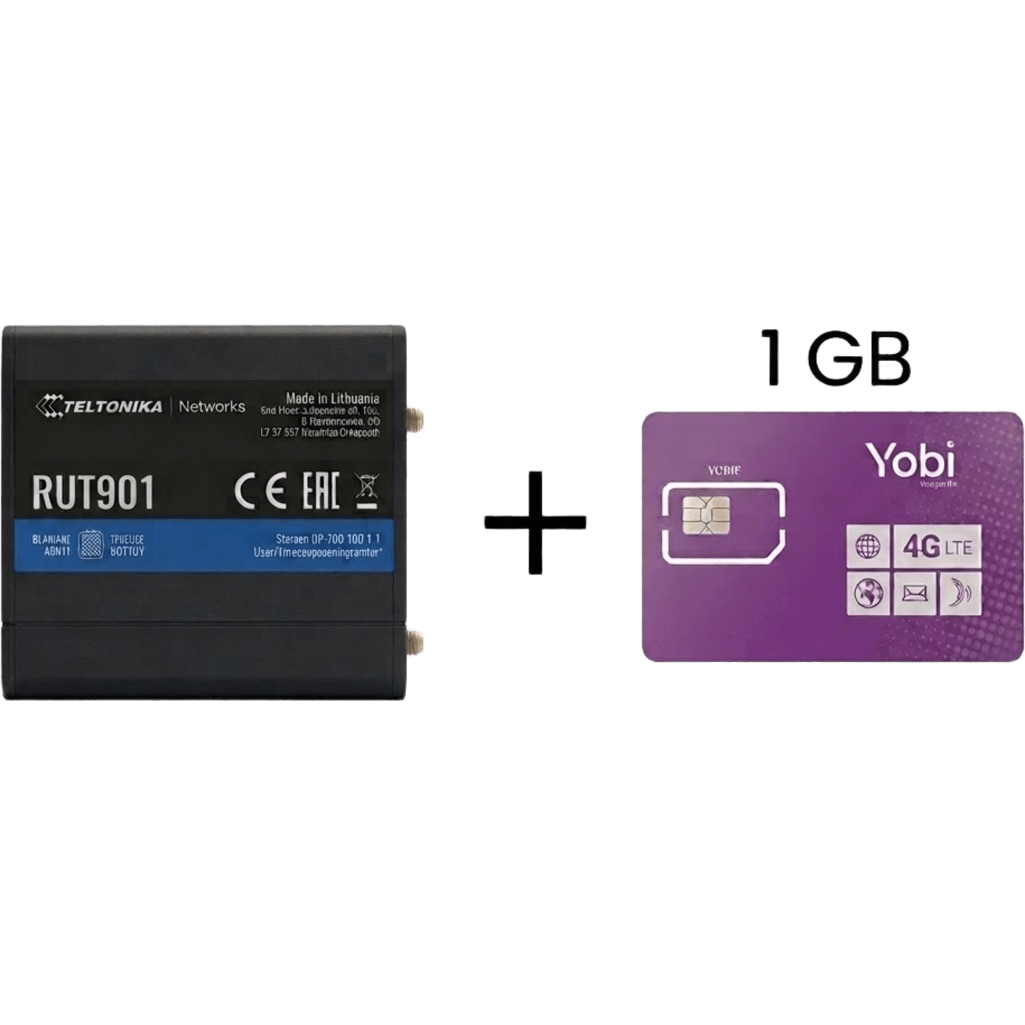 Router Celular Industrial / 4G LTE Cat 4 / 150 Mbps / Wi-Fi 2.4 GHz / Doble SIM / 4 Puertos Ethernet / -40°C a 75°C (-40°F a 167°F) — TELTONIKA · SKU RUT901+1GBYOBI