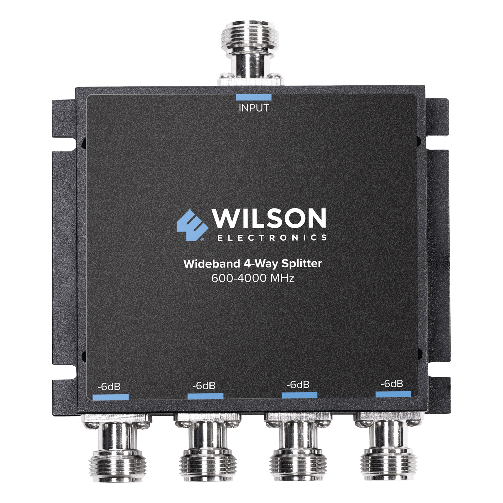 Divisor de potencia / 4 salidas / 50 Ohm / 600-4000 MHz / N-Hembra / -6 dB pérdida por salida — WILSONPRO / WEBOOST · SKU 859-117