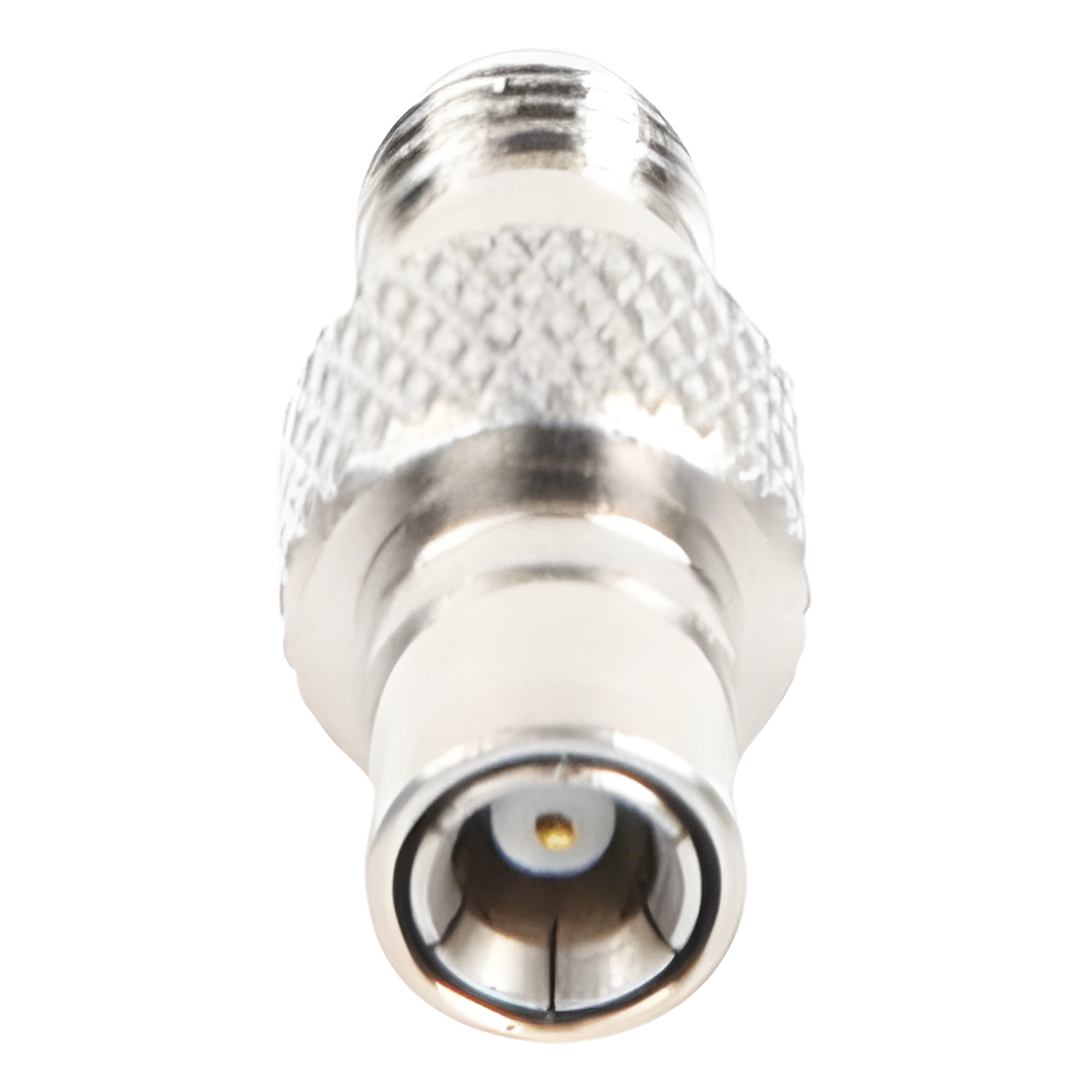 Adaptador en Línea / Conector SMA Hembra a SMB / Cuerpo Bronce Niquelado / Aislante Teflón