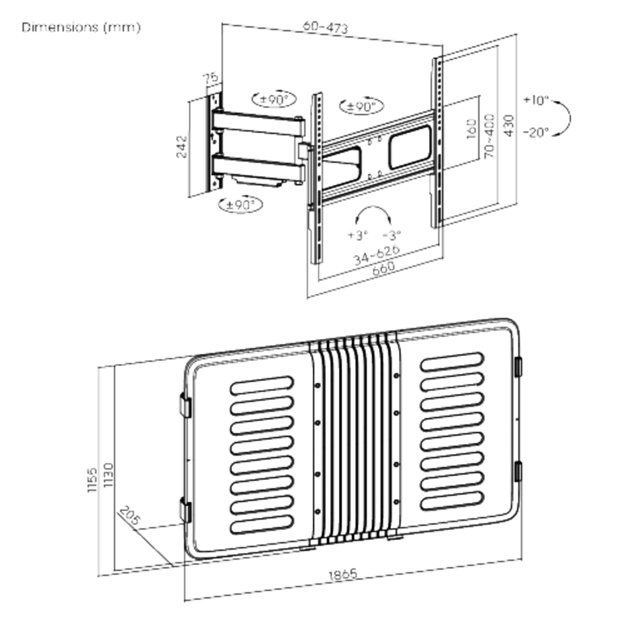 ENCLOSURE PARA PANTALLA HASTA 75" |  RESISTENTE  A INTEMPERIE MONTURA PARED | CAPACIDAD  DE CARGA MAX. 50 KG