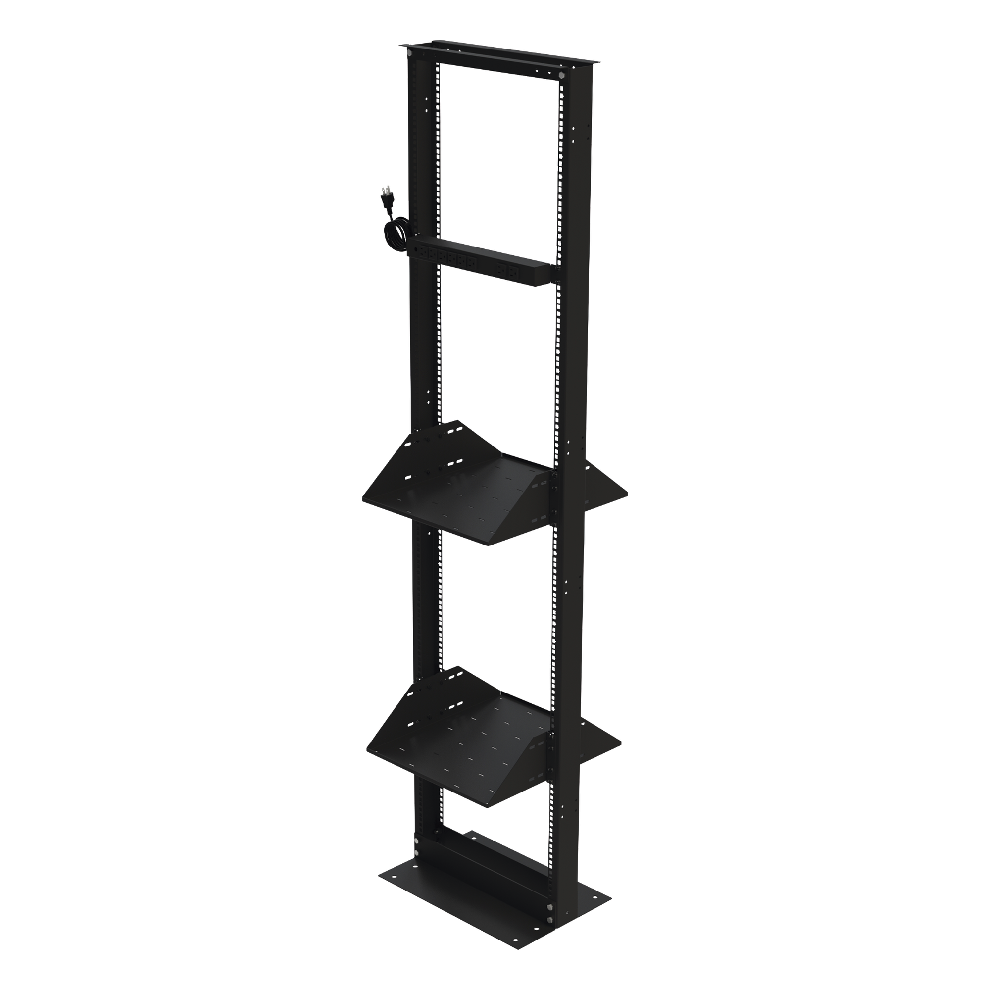 Rack 19" / 45 UR / 2 Charolas / PDU 8 Tomas / Doble Perforación / Estructura Reforzada — LINKEDPRO BY EPCOM · SKU KIT-ORG-45HD