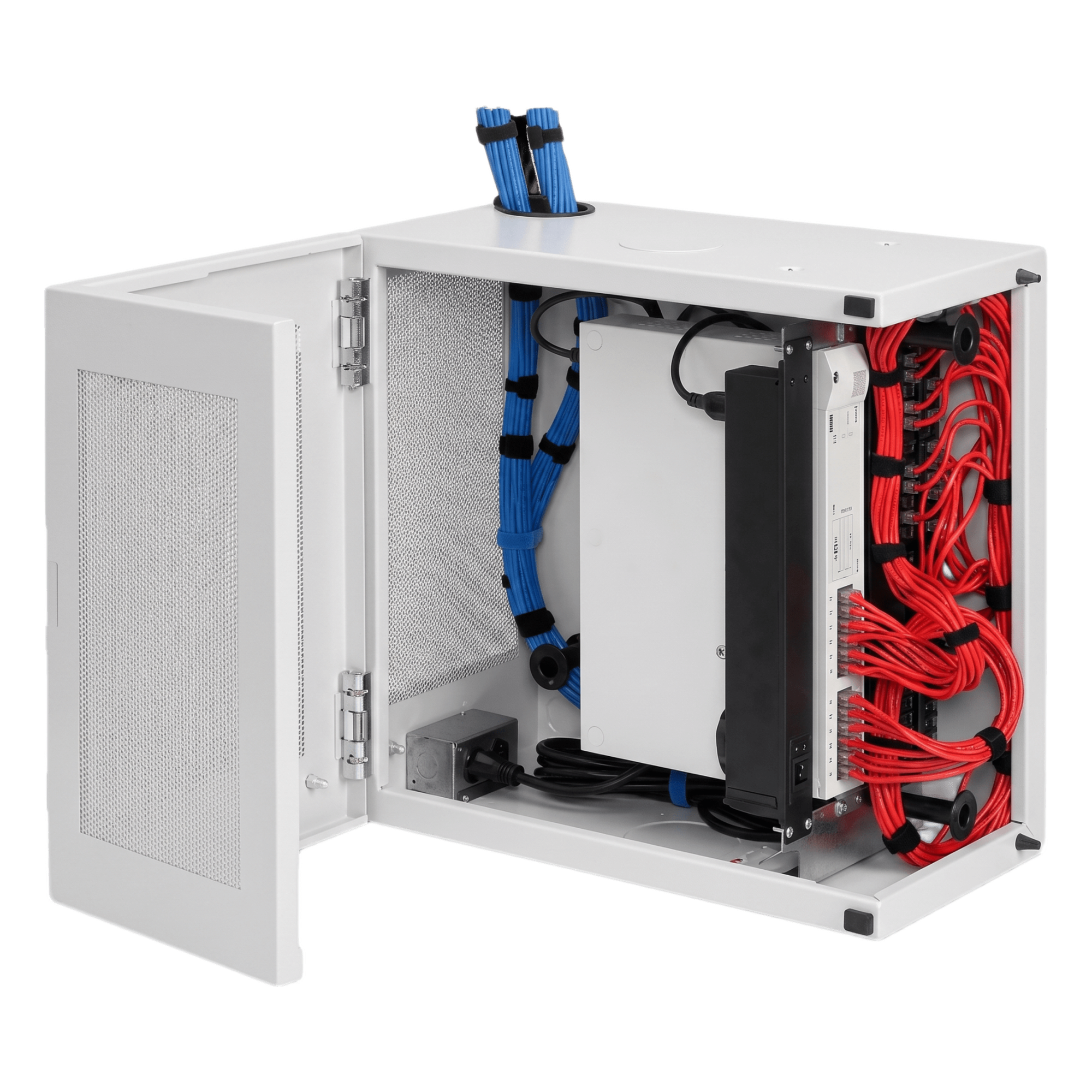 Gabinete de Pared L-Box 6U / Acero 1.9 mm / 610 x 610 x 313 mm (24x24x12 in) / Puerta L 120° / RAL 7035 / Rack 19"