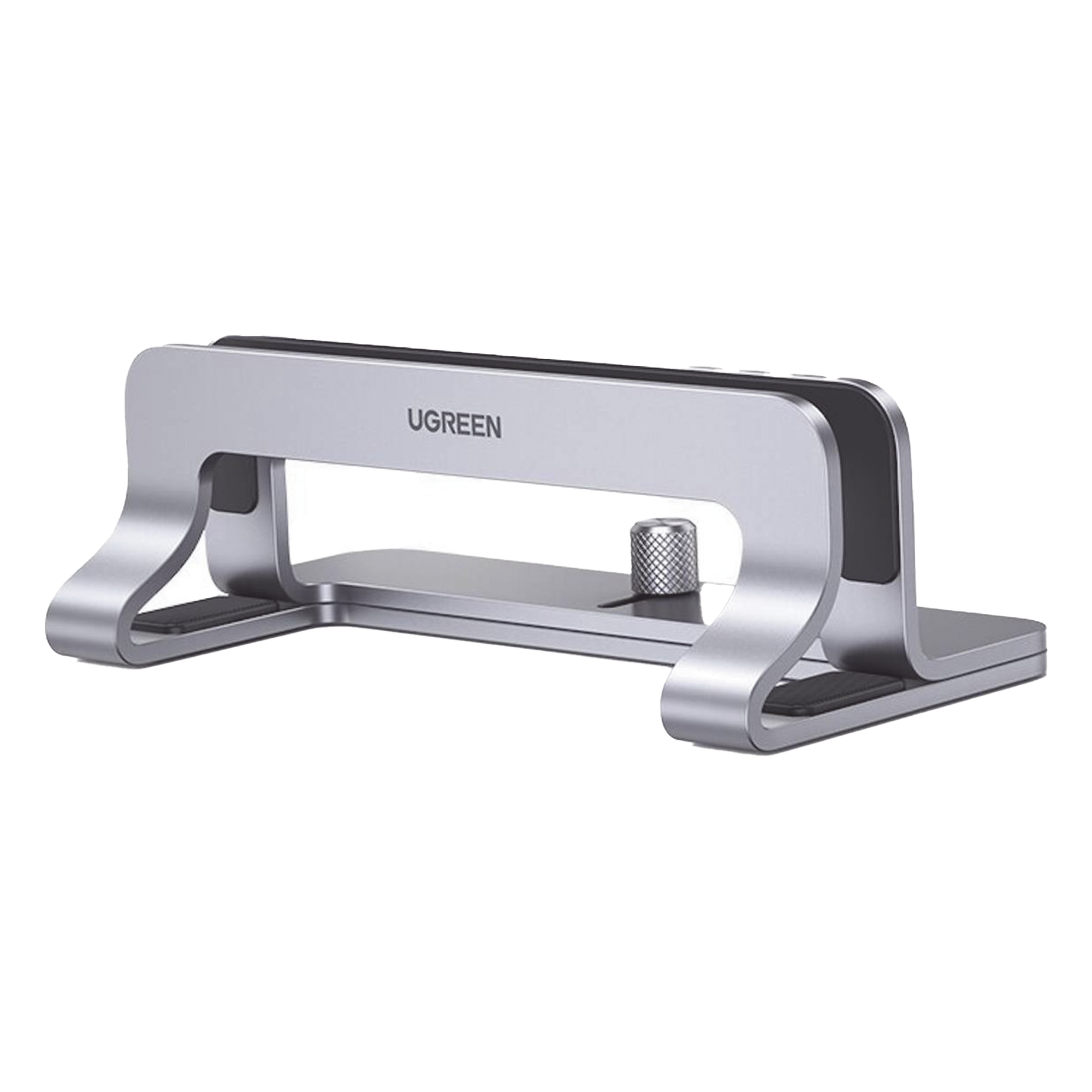 Soporte Vertical para Laptop / Ajustable 12-26 mm / Aluminio y Silicona / Hasta 15.6 pulgadas / Base Antideslizante / Color Plata — UGREEN · SKU 20471