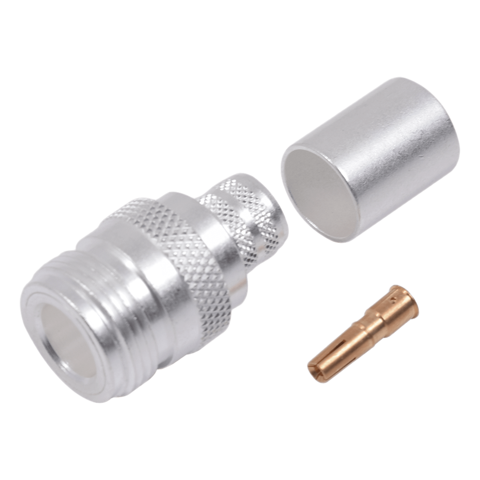 Conector Coaxial N Hembra / Anillo Plegable / 50 Ohmios / Cables LMR-400, RG8/U / Contacto Oro 24k / Aislamiento Teflón — RF INDUSTRIES,LTD · SKU RFN-1028-SI