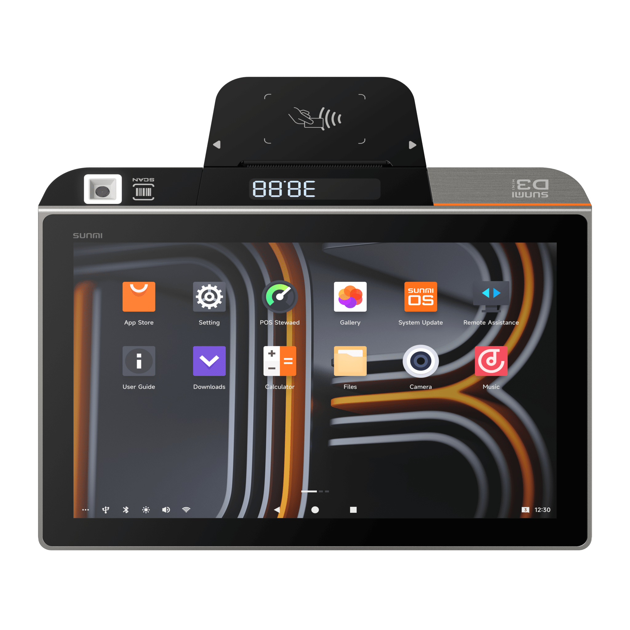 Terminal de Escritorio Inteligente SUNMI D3 MINI / Procesador Qualcomm Hexa-Core 2.4 GHz / 3 GB RAM + 32 GB ROM / Pantalla Principal 10.1" IPS / Impresora Térmica Integrada 58 mm / Android 13 / Bluetooth 5.0 / Wi-Fi Dual Band / Batería 