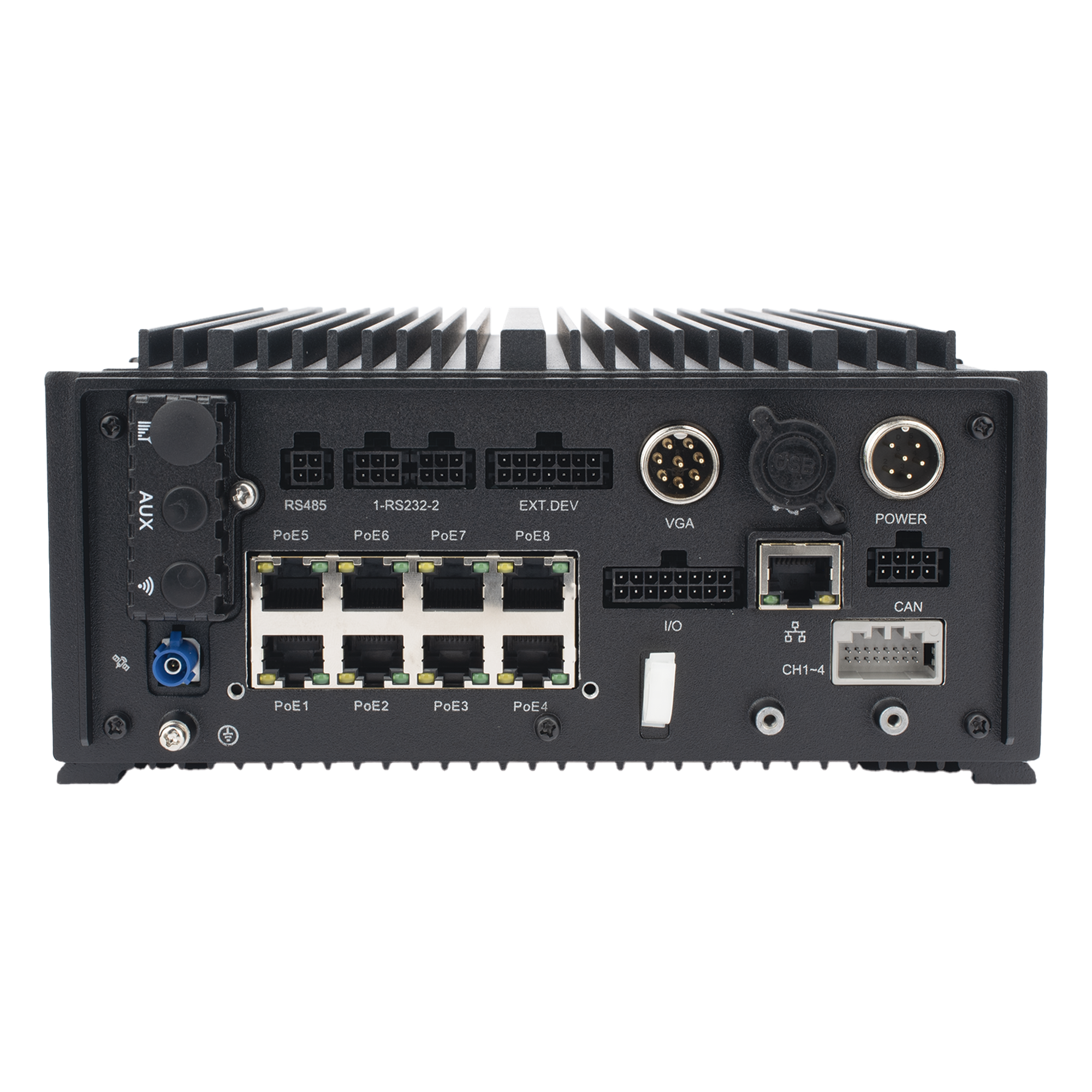 DVR Hibrido Móvil 1080p / 4 Canales TURBO + 8 Canales IP / Soporta 4G / WiFi / GPS / Sensor G / Soporta 2 Memorias SD / Alarmas I/O / Salida de Video