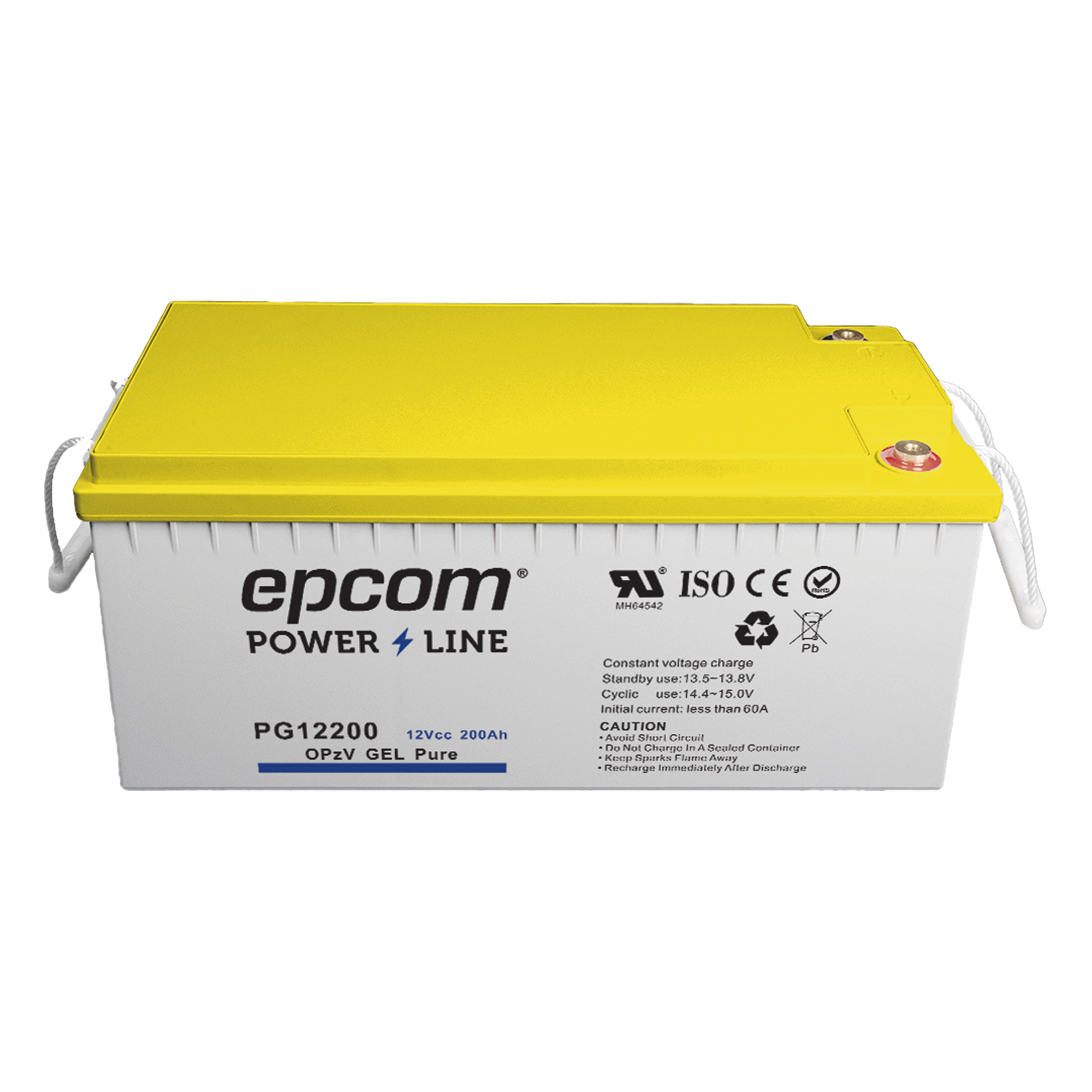 Batería GEL OPzV / 12 Vcc / 200 Ah / Ciclo Profundo / Descarga 500 A / 20 Años Flotación — EPCOM POWERLINE · SKU PG12200